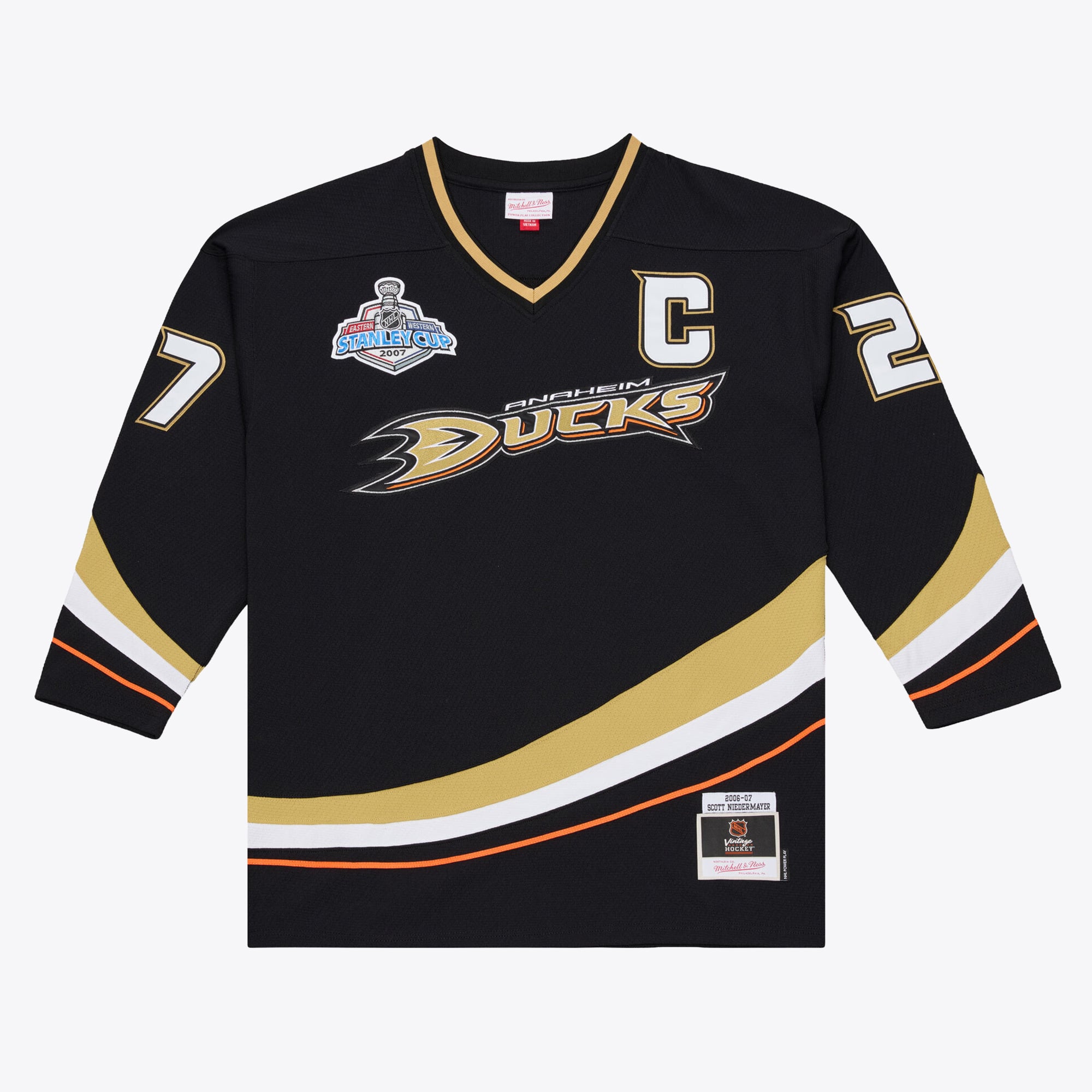 Men's Mitchell & Ness Scott Niedermayer Black Anaheim Ducks 2006/07 Captain Patch Stanley Cup Power Play Jersey