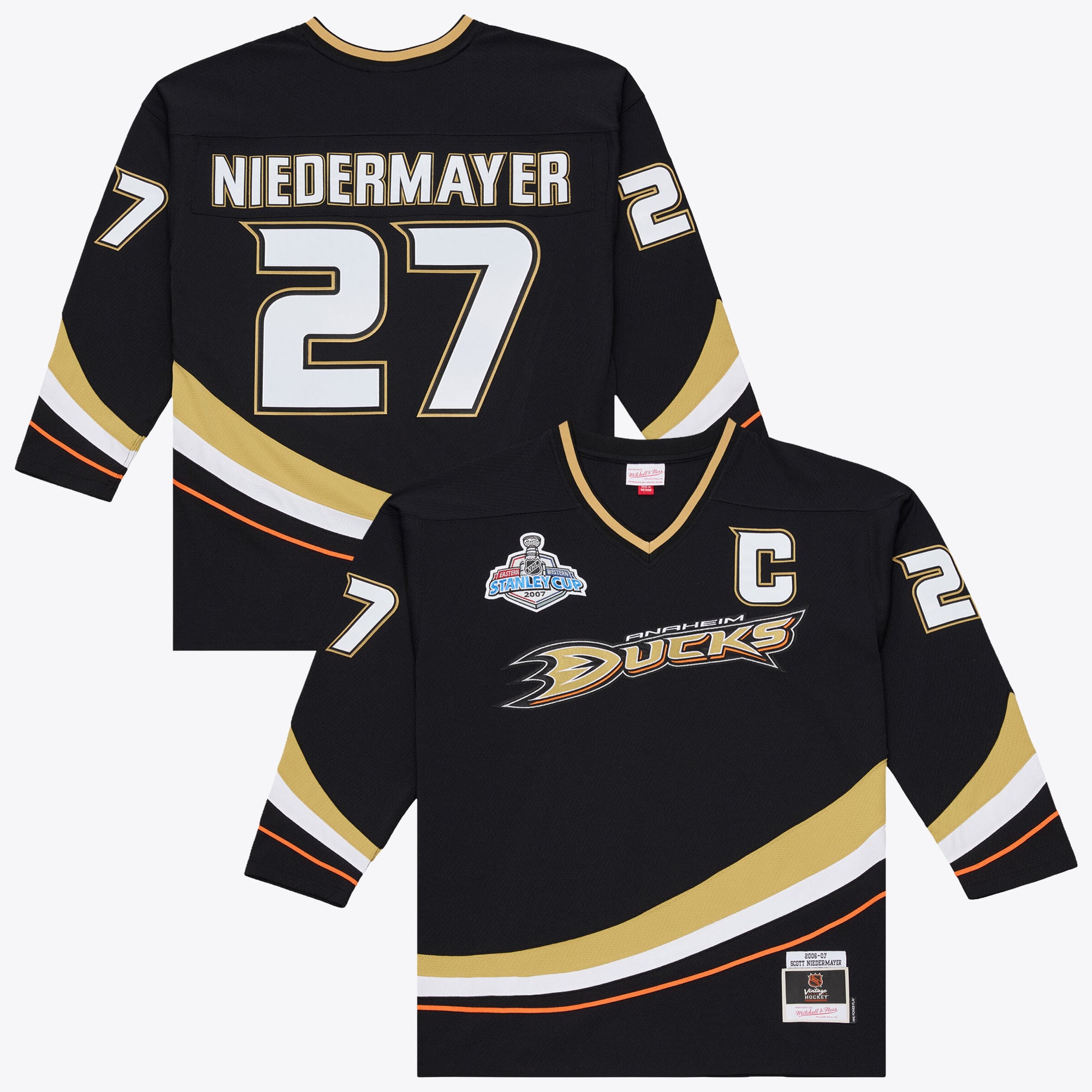 Men's Mitchell & Ness Scott Niedermayer Black Anaheim Ducks 2006/07 Captain Patch Stanley Cup Power Play Jersey