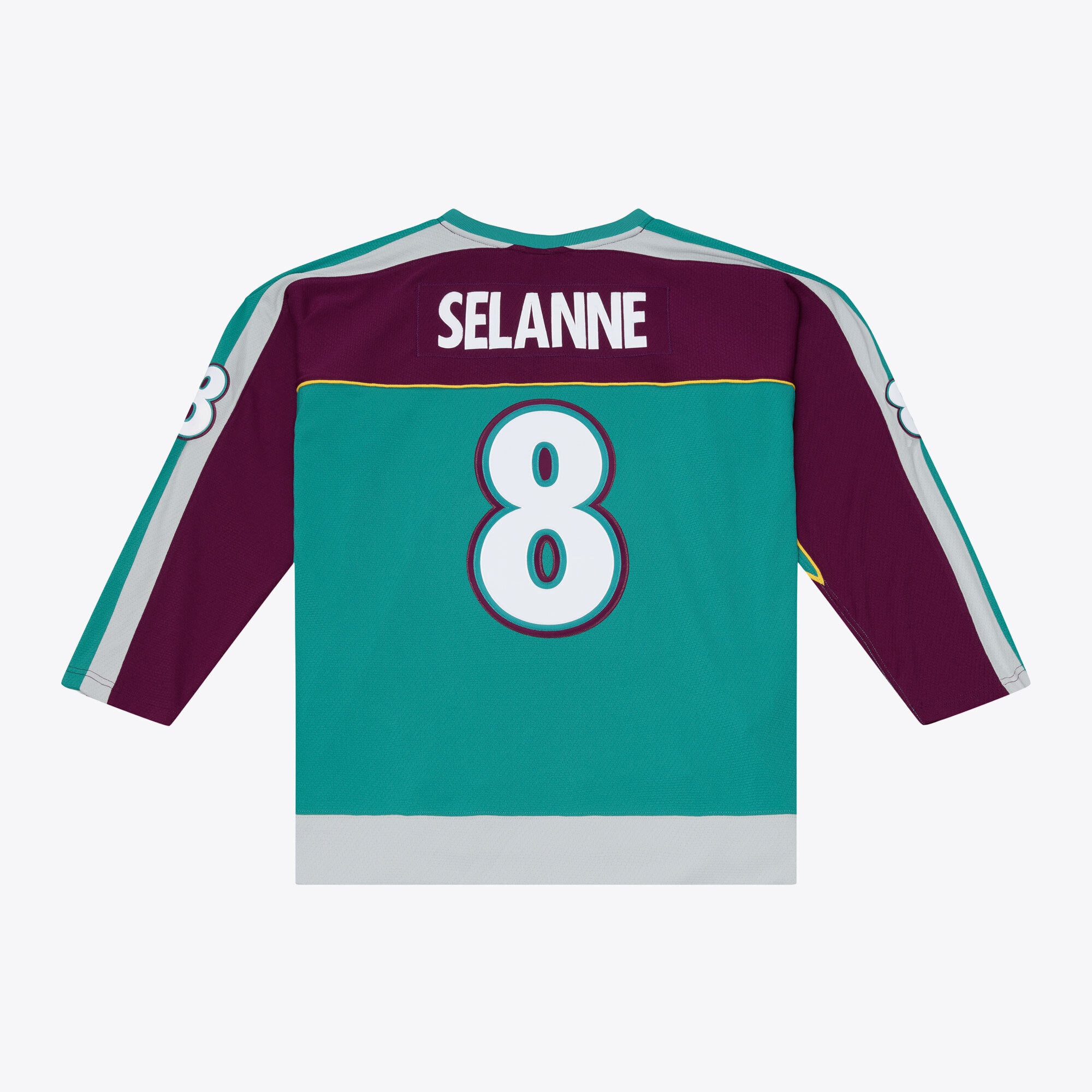Men's Mitchell & Ness Teemu Selanne Teal Anaheim Ducks 1997/98 Alternate Captain Patch Power Play Jersey