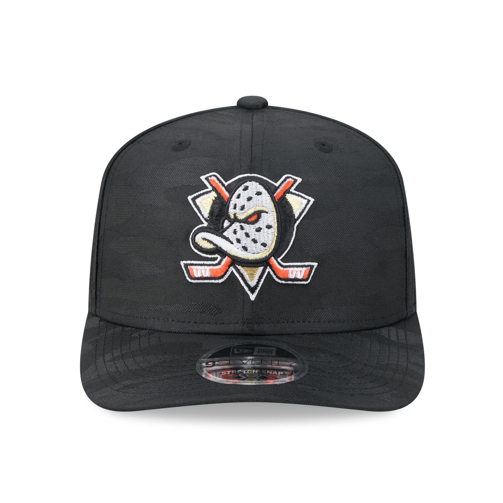 Casquette ajustable perforée New Era noire Anaheim Ducks Camo 9SEVENTY pour homme
