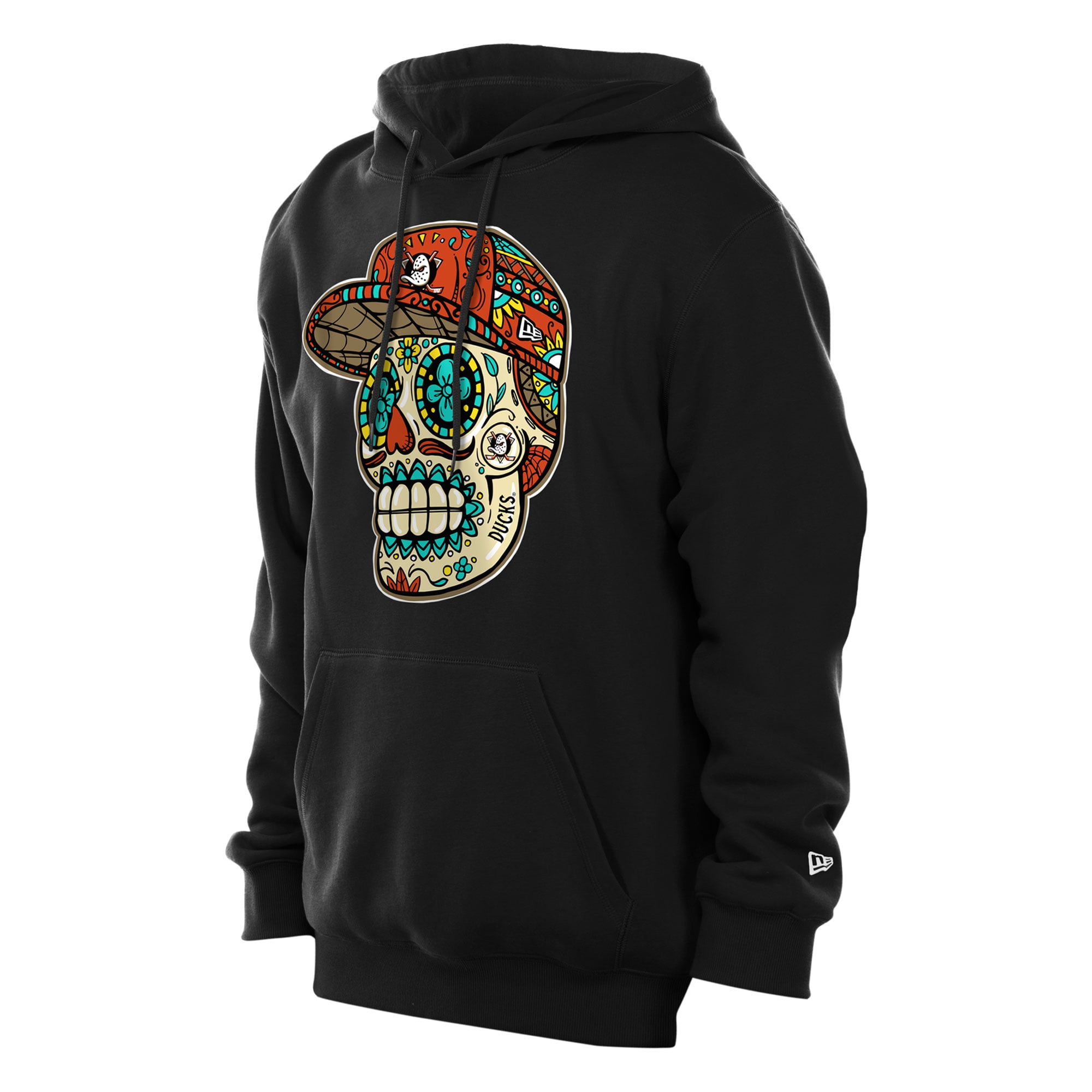 Sweat à capuche noir Anaheim Ducks Día de los Muertos New Era pour hommes