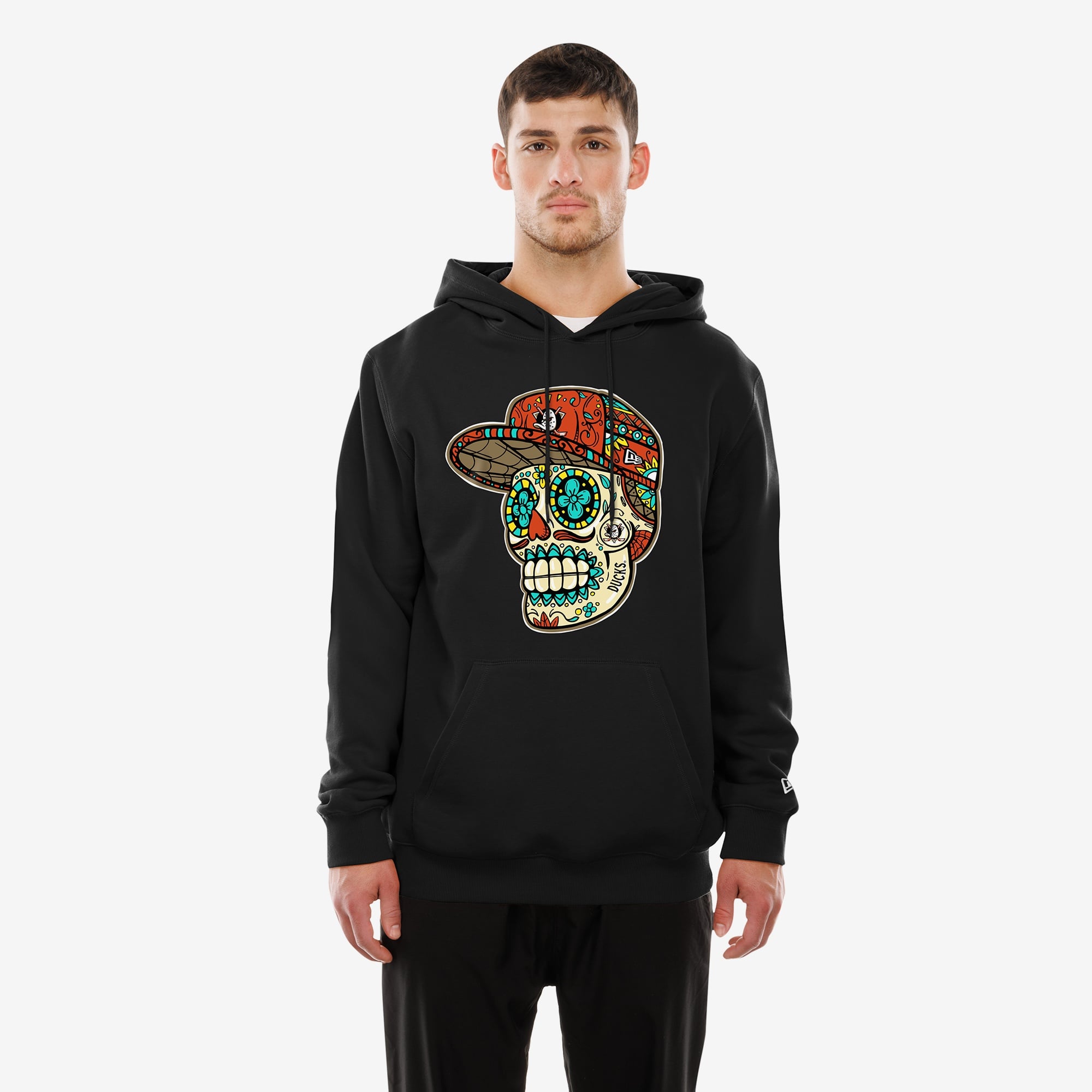Sweat à capuche noir Anaheim Ducks Día de los Muertos New Era pour hommes