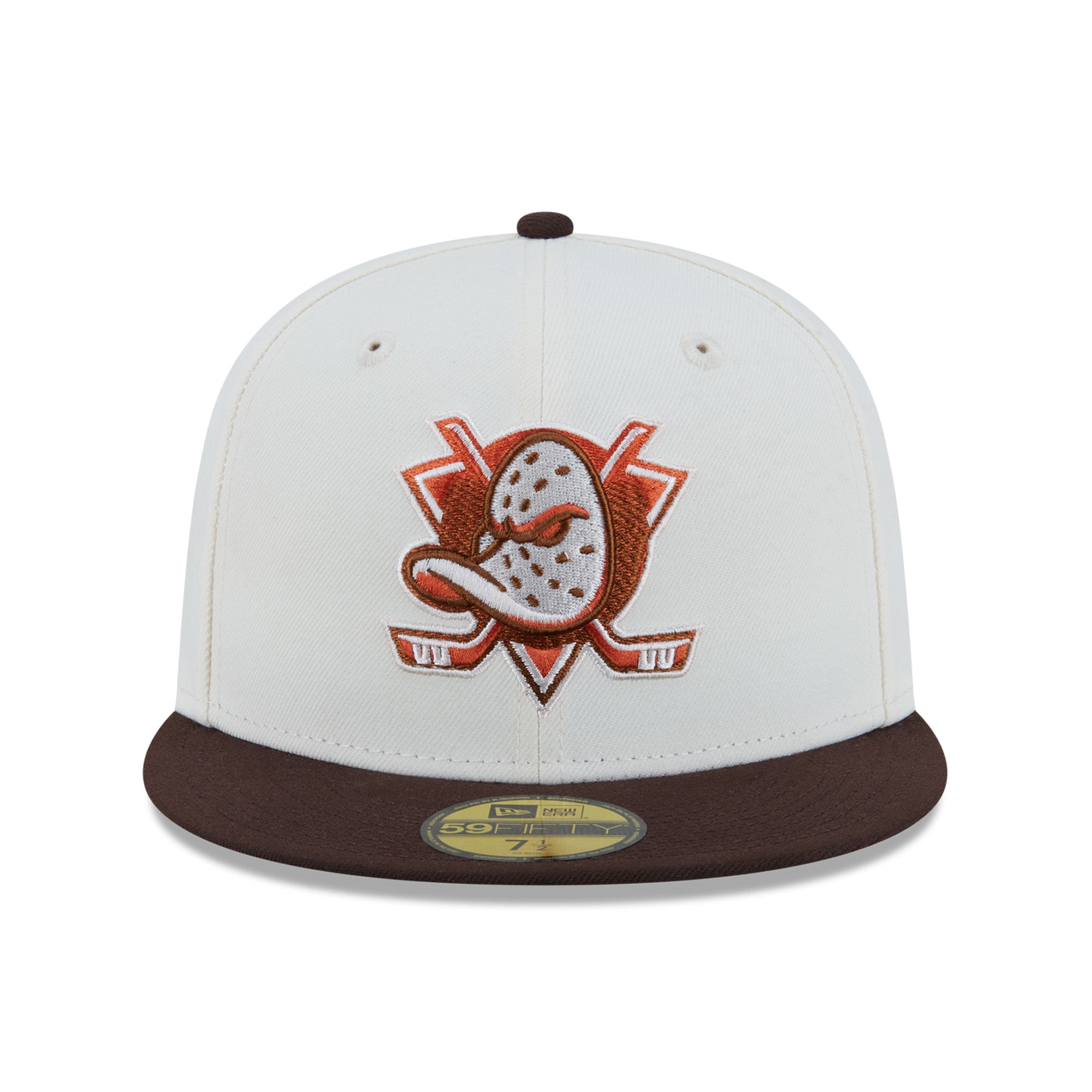 Casquette ajustée New Era 59FIFTY pour homme, couleur crème, motif citrouille épicée des Ducks d'Anaheim