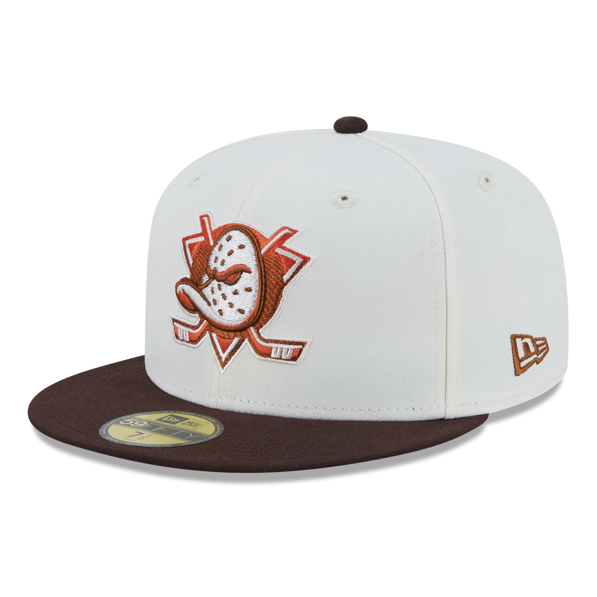 Casquette ajustée New Era 59FIFTY pour homme, couleur crème, motif citrouille épicée des Ducks d'Anaheim