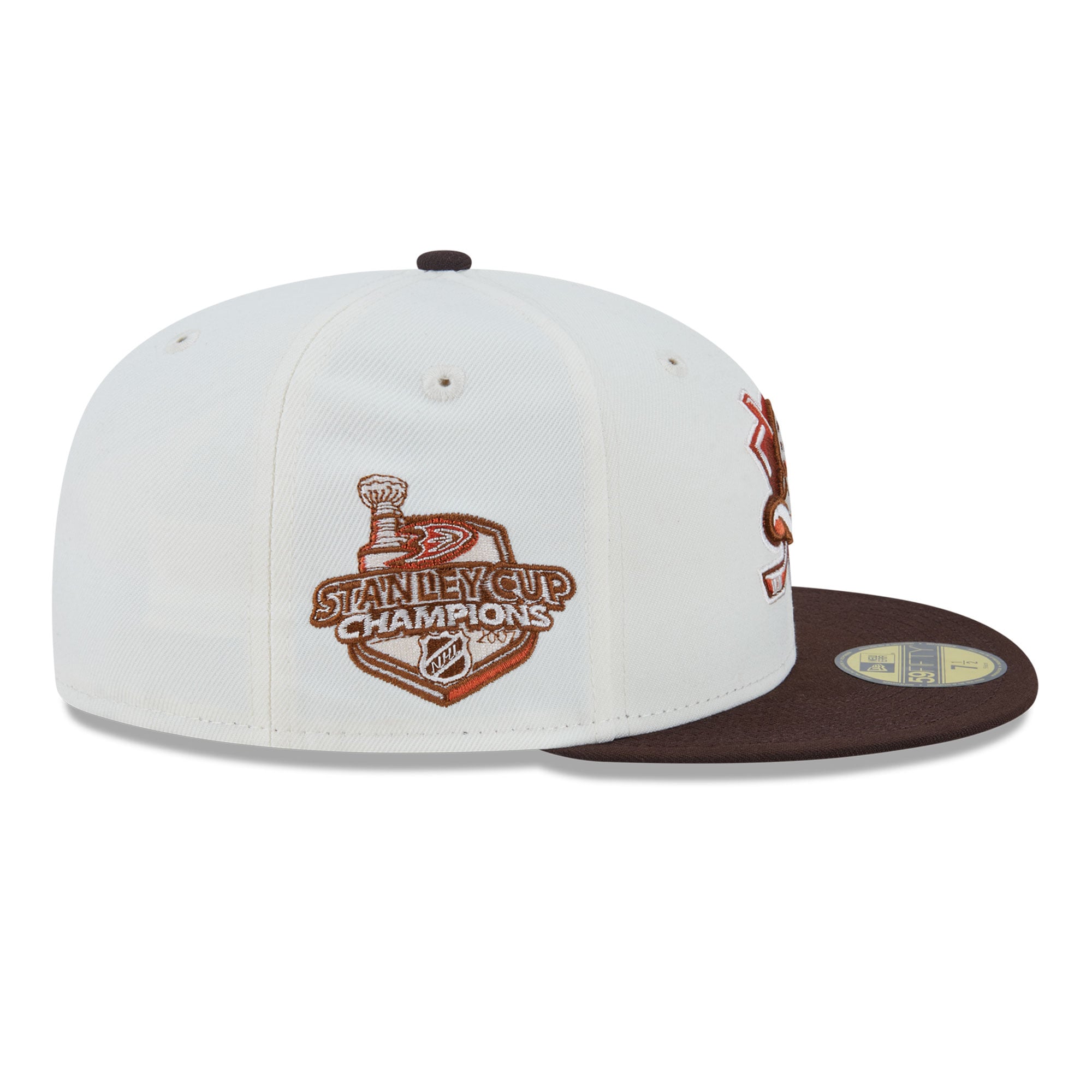 Casquette ajustée New Era 59FIFTY pour homme, couleur crème, motif citrouille épicée des Ducks d'Anaheim