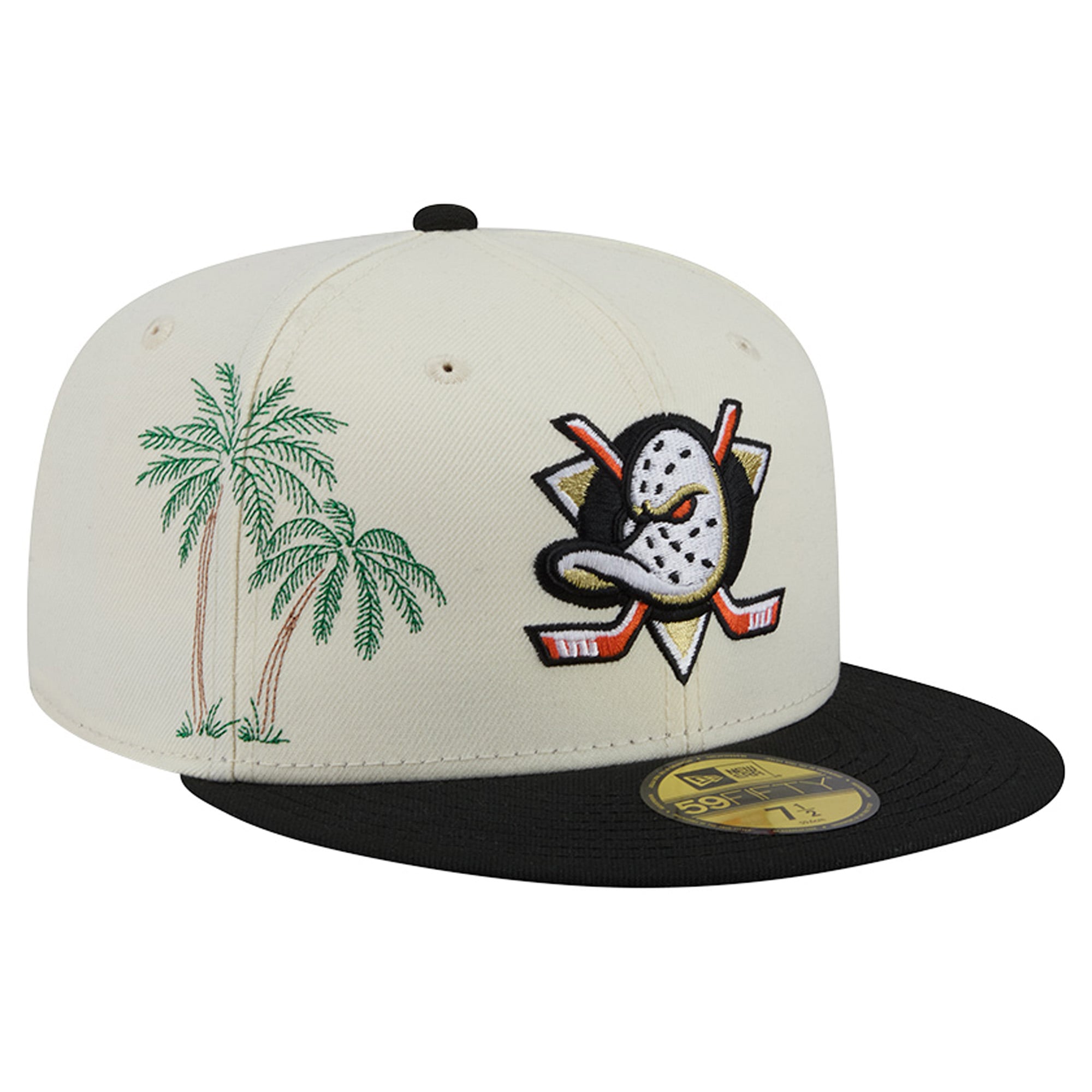 Men's New Era Cream/Black Anaheim Ducks Localized Stitched 59FIFTY Fitted Hat