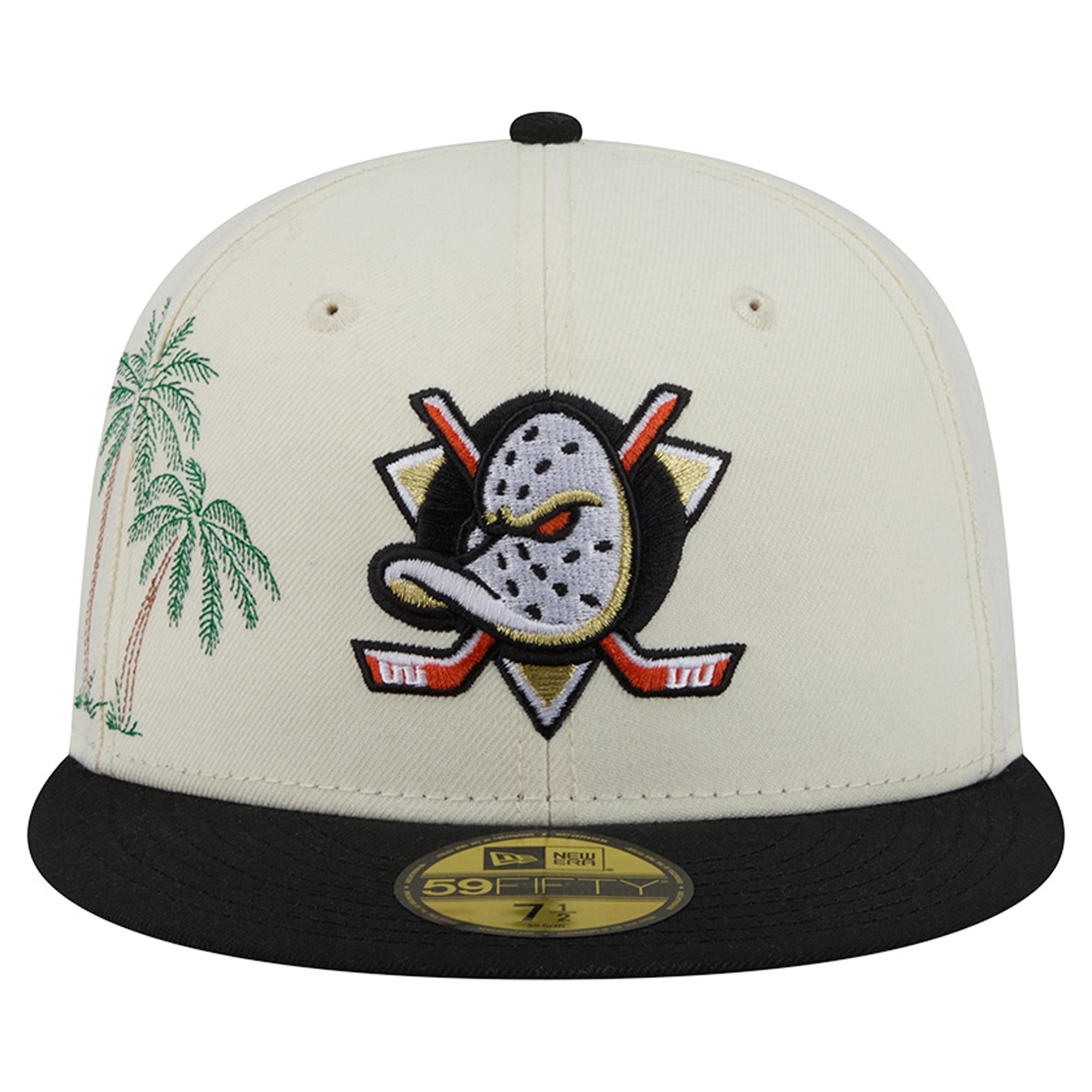 Men's New Era Cream/Black Anaheim Ducks Localized Stitched 59FIFTY Fitted Hat