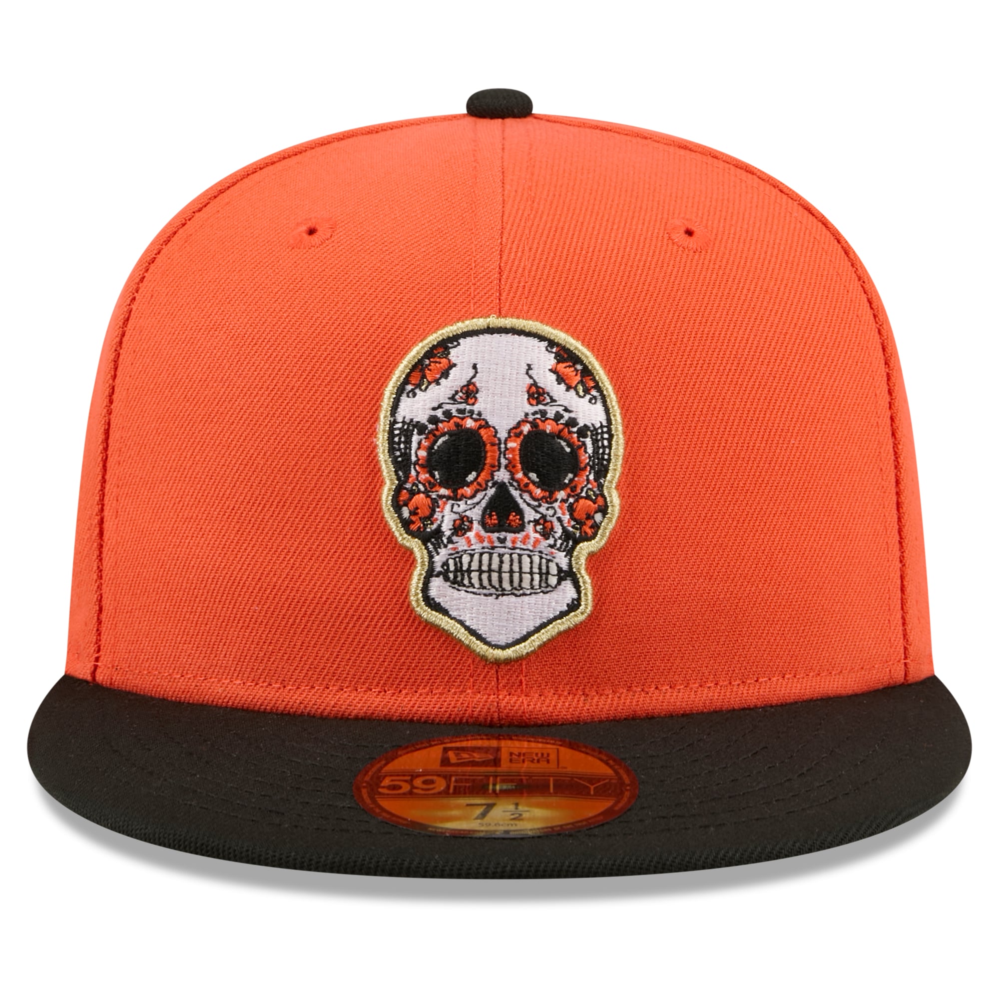 Casquette ajustée New Era 59FIFTY orange/noire Anaheim Ducks Dia De Los Muertos pour homme
