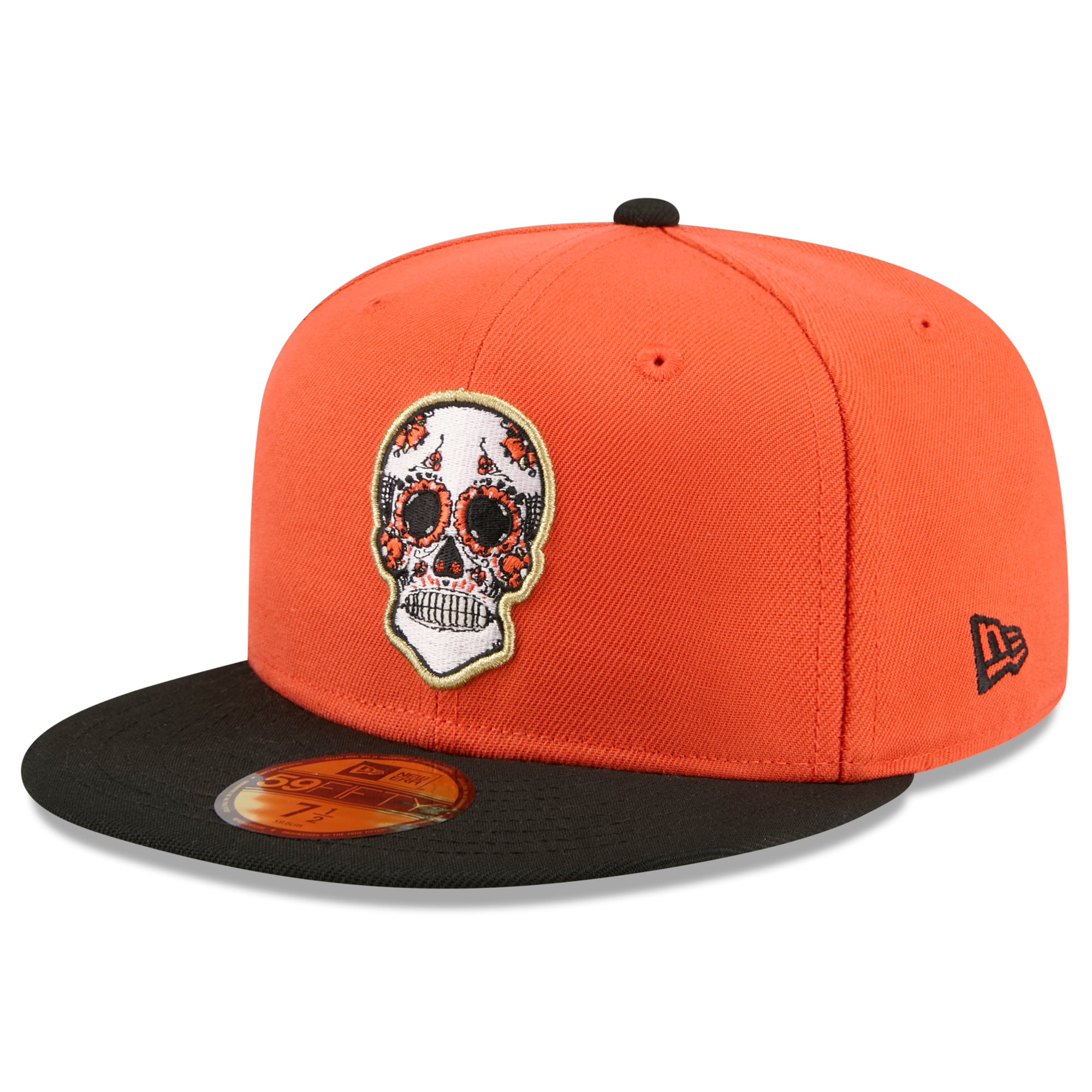 Casquette ajustée New Era 59FIFTY orange/noire Anaheim Ducks Dia De Los Muertos pour homme