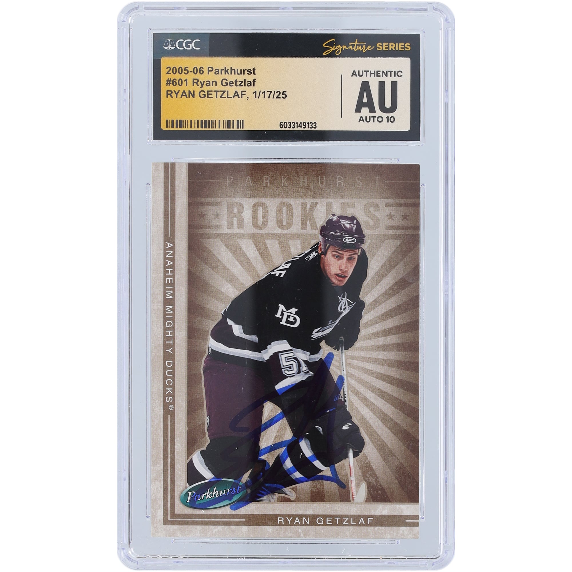 Ryan Getzlaf Anaheim Ducks Autographed 2005-06 Upper Deck Parkhurst #601 CGC Fanatics Witnessed Authenticated Auto 10 Rookie Card