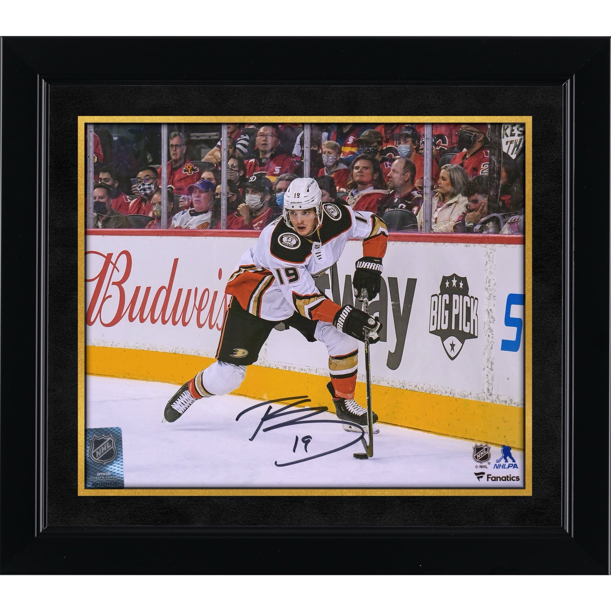 Troy Terry Anaheim Ducks Autographed 8" x 10" White Jersey with Puck Photograph