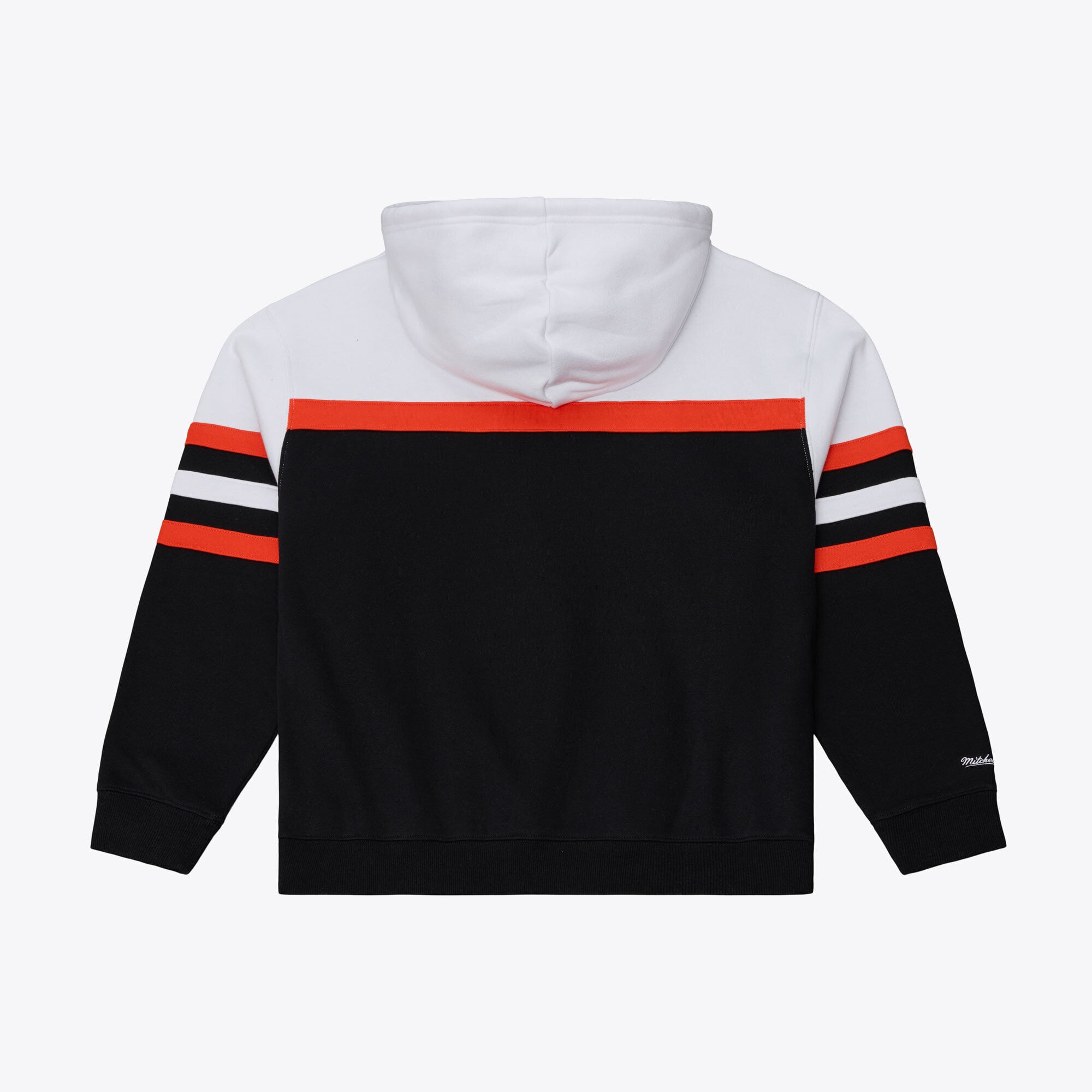 Sweat à capuche Mitchell & Ness blanc et noir pour femme, modèle Anaheim Ducks Head Coach