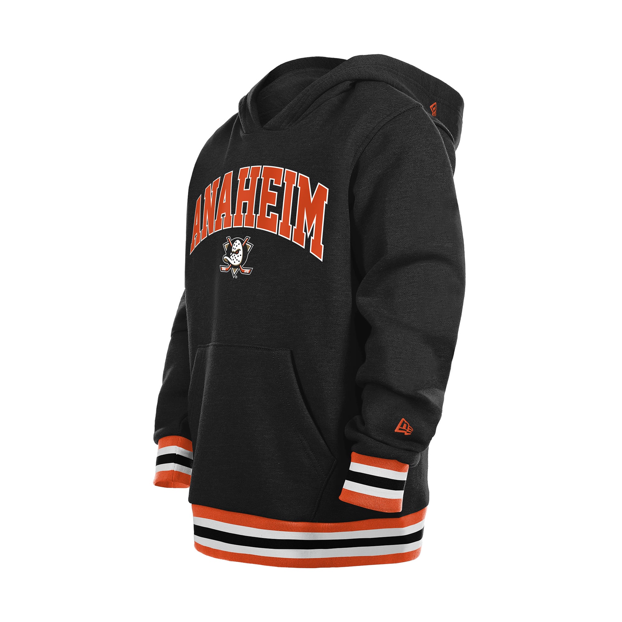 Sweat à capuche New Era noir Anaheim Ducks pour jeunes, finitions en maille.
