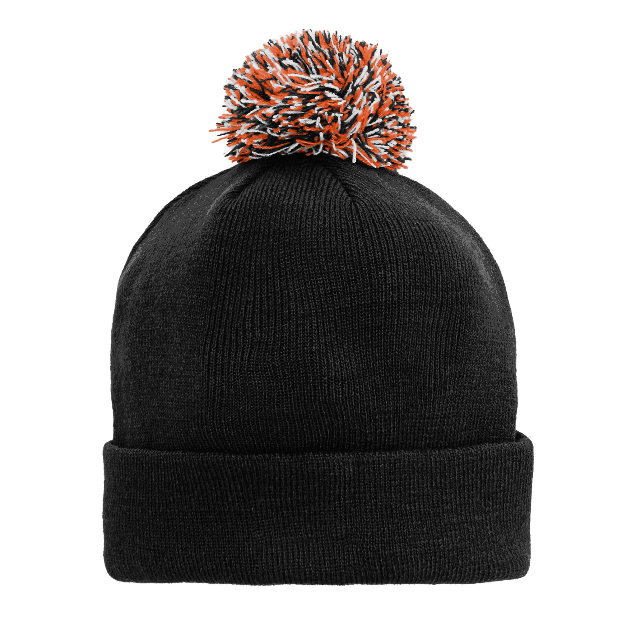 Bonnet tricoté à revers noir Anaheim Ducks pour enfant Outerstuff avec pompon