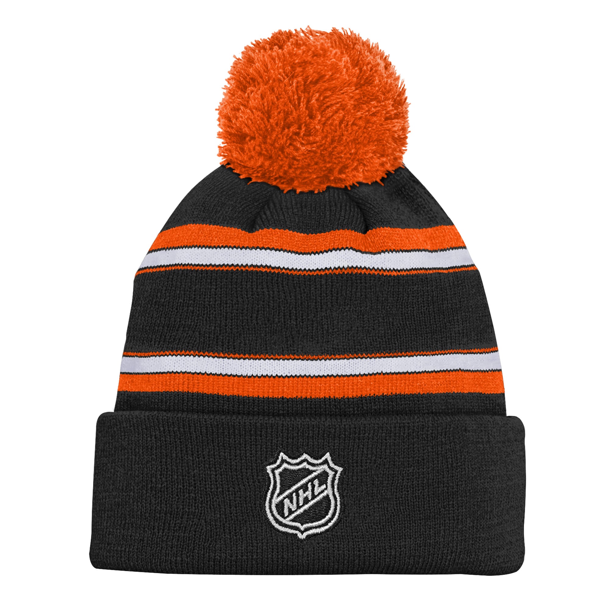 Bonnet en tricot jacquard noir à revers et pompon des Anaheim Ducks de Youth Outerstuff