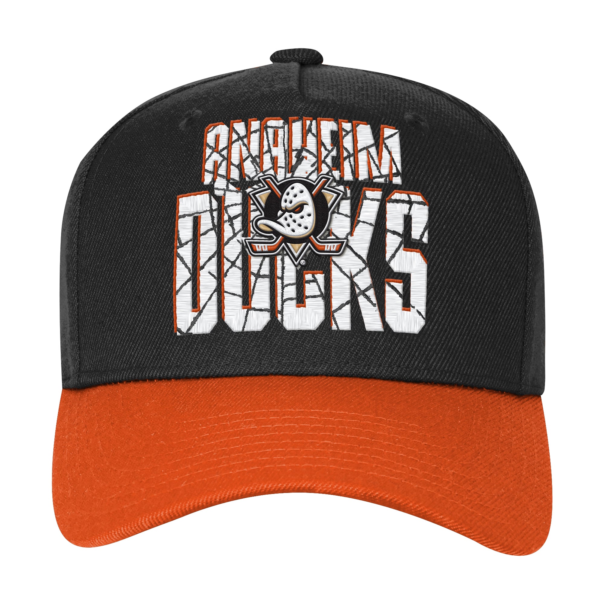 Casquette ajustable Outerstuff noire et orange Anaheim Ducks Ice Breaker pour jeunes
