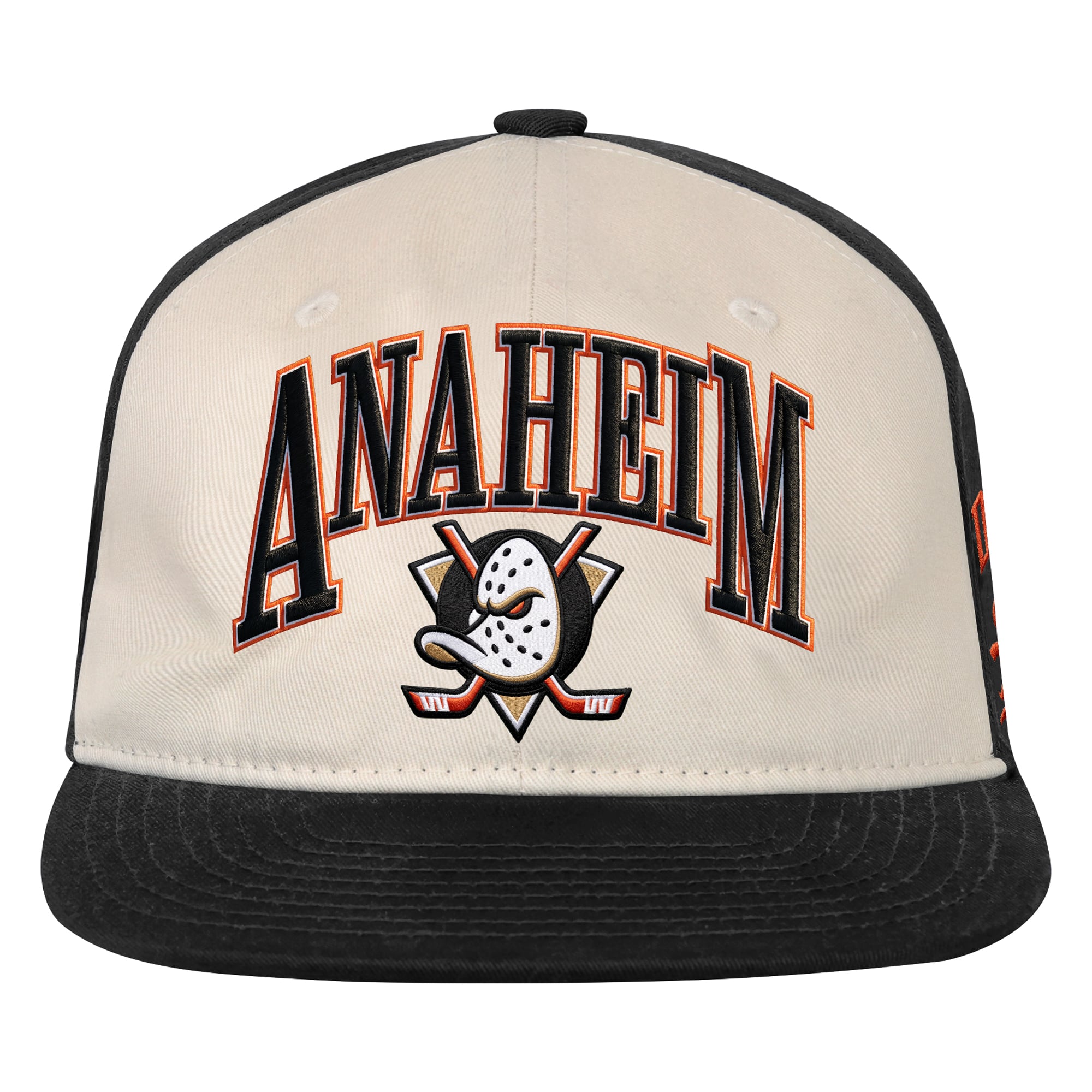 Casquette à pression Outerstuff pour jeunes, naturelle/noire, Anaheim Ducks.