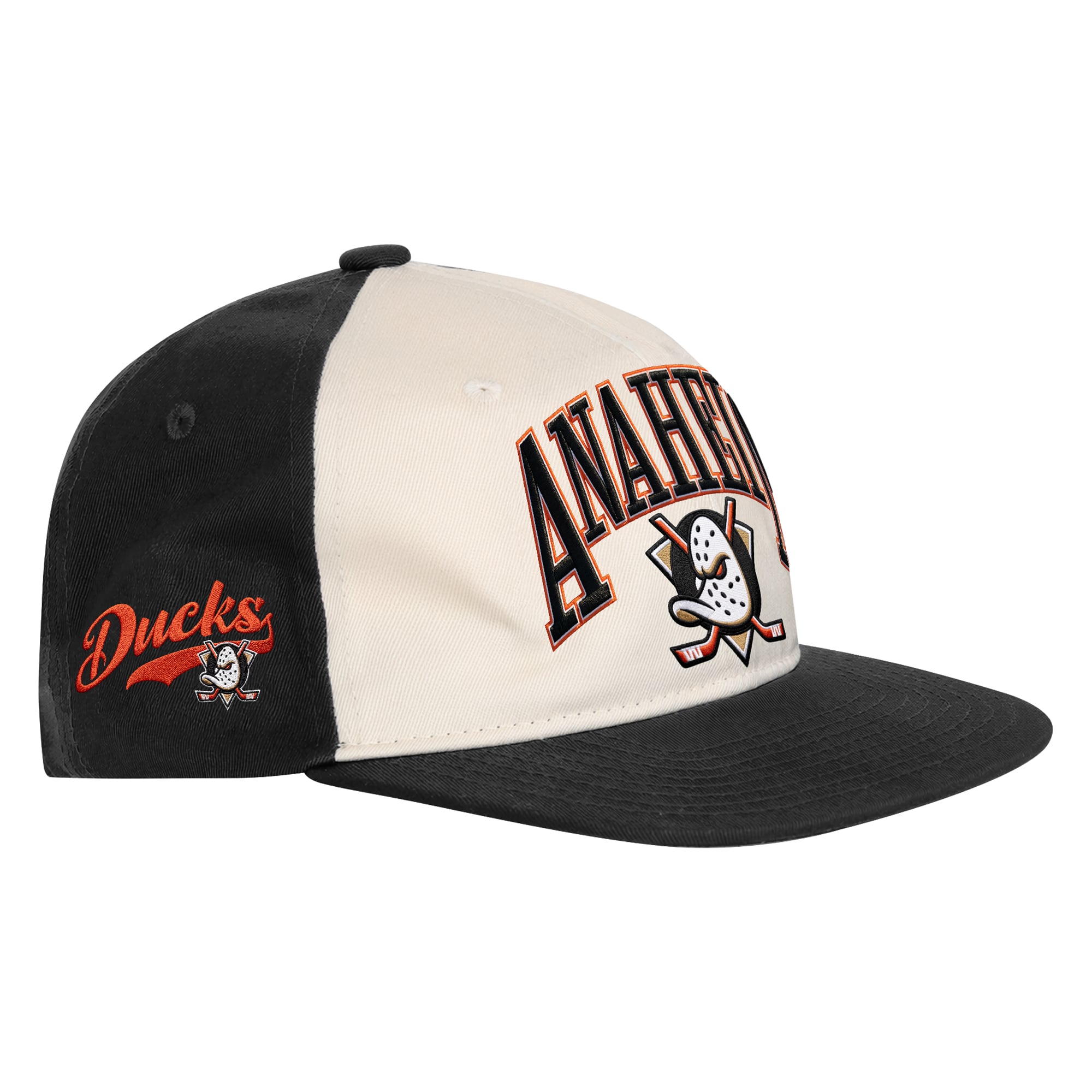 Casquette à pression Outerstuff pour jeunes, naturelle/noire, Anaheim Ducks.
