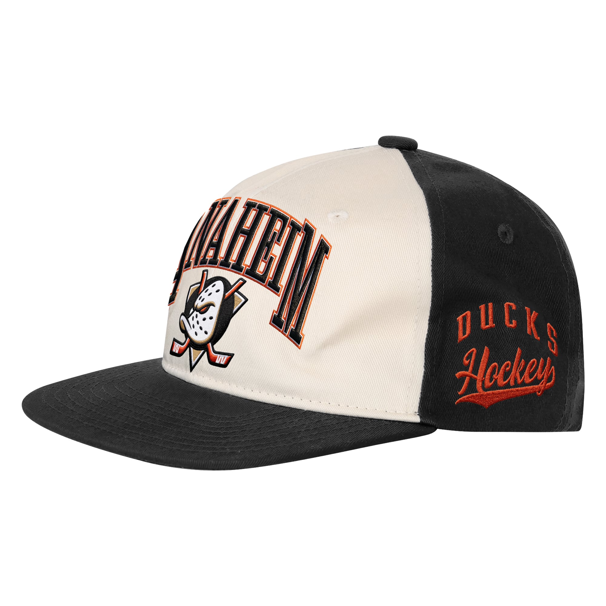 Casquette à pression Outerstuff pour jeunes, naturelle/noire, Anaheim Ducks.