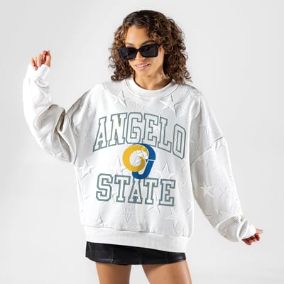 Angelo State Rams Gameday Couture Women's  Big Play Energy Tonal Star Embossed Sweatshirt - White