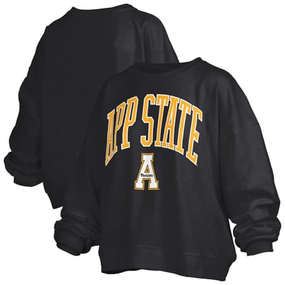 Appalachian State Mountaineers Pressbox Women's Oversized Janise Arch Over Logo Fleece Sweatshirt - Black
