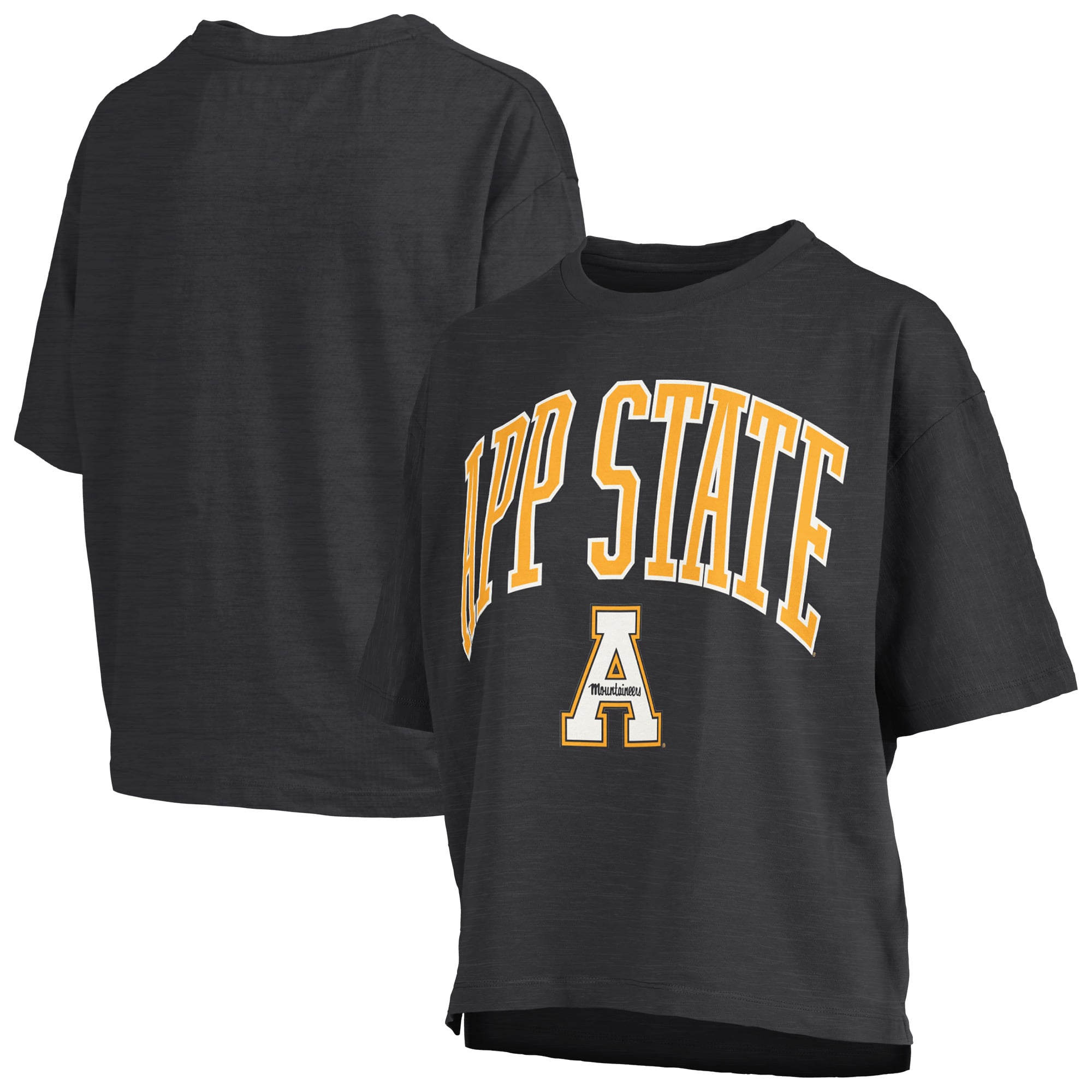 Women's Pressbox Black Appalachian State Mountaineers Oversized Nelson Arch Over Logo Slub T-Shirt