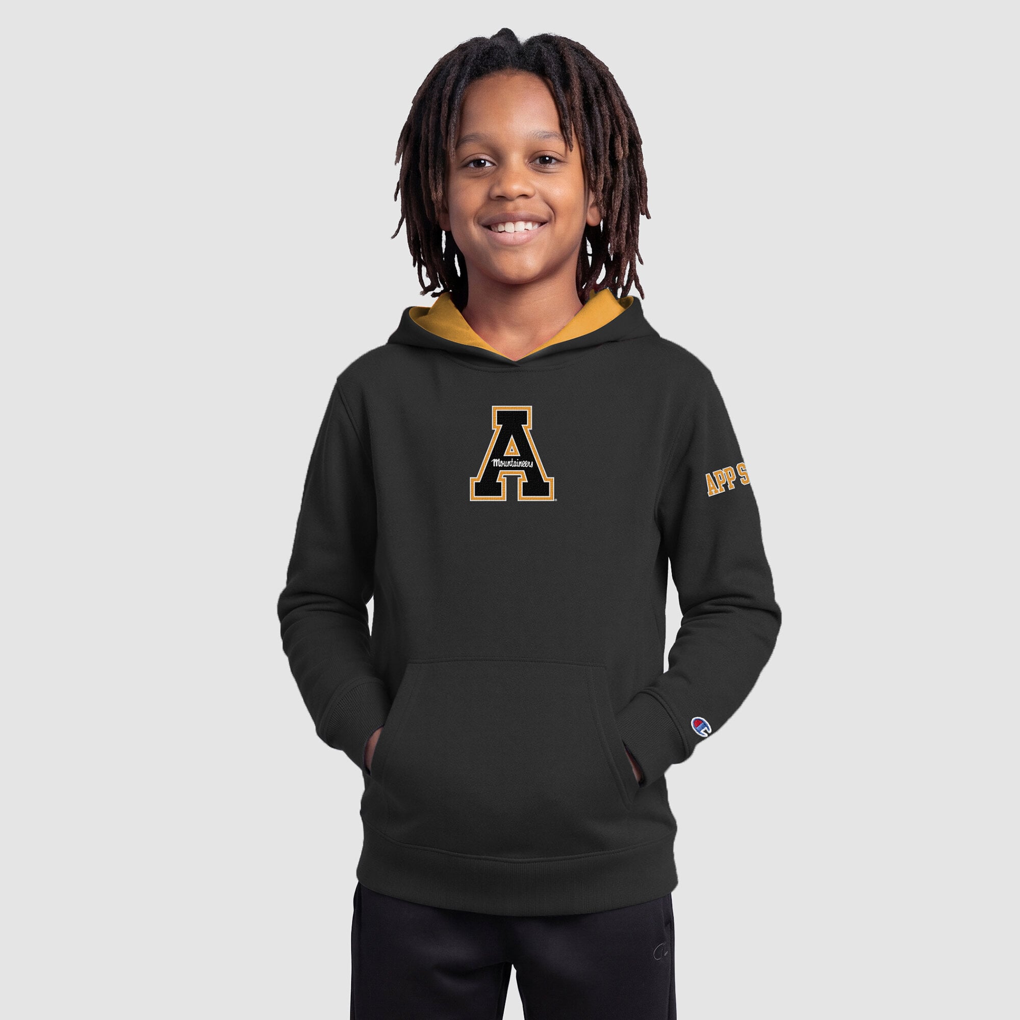 Youth Champion  Black Appalachian State Mountaineers Fleece Hoodie