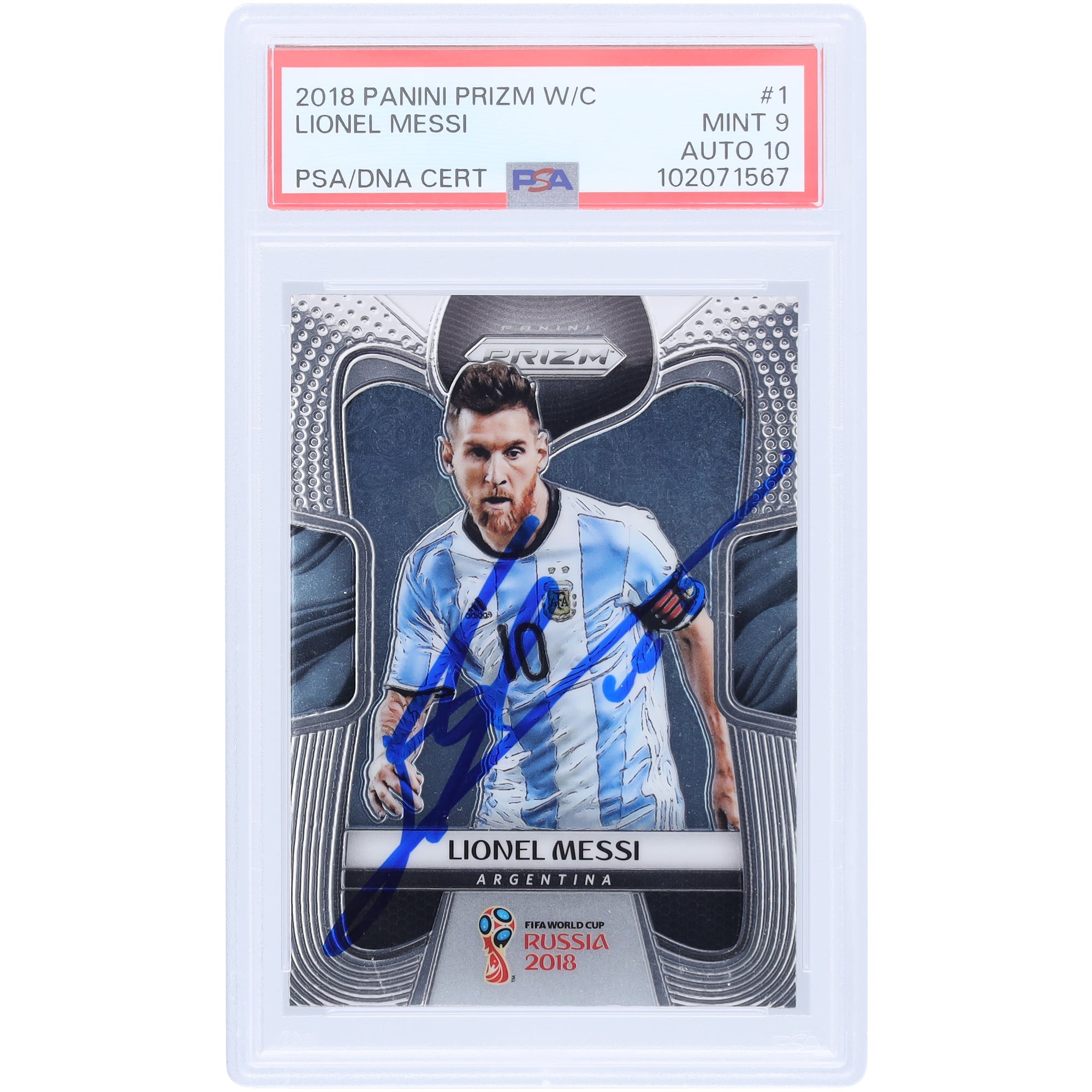 Lionel Messi Argentina National Team Autographed 2018 Panini Prizm 
