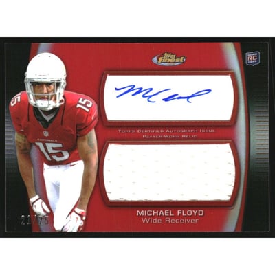 2012 Finest Jumbo Jersey Autographs Red Refractors #AJRMF Michael Floyd