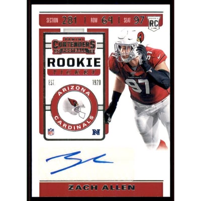 2019 Panini Contenders #247B Zach Allen AU