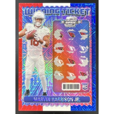 2024 Contenders Optic Winning Ticket Red White & Blue Marvin Harrison Jr. RC /13