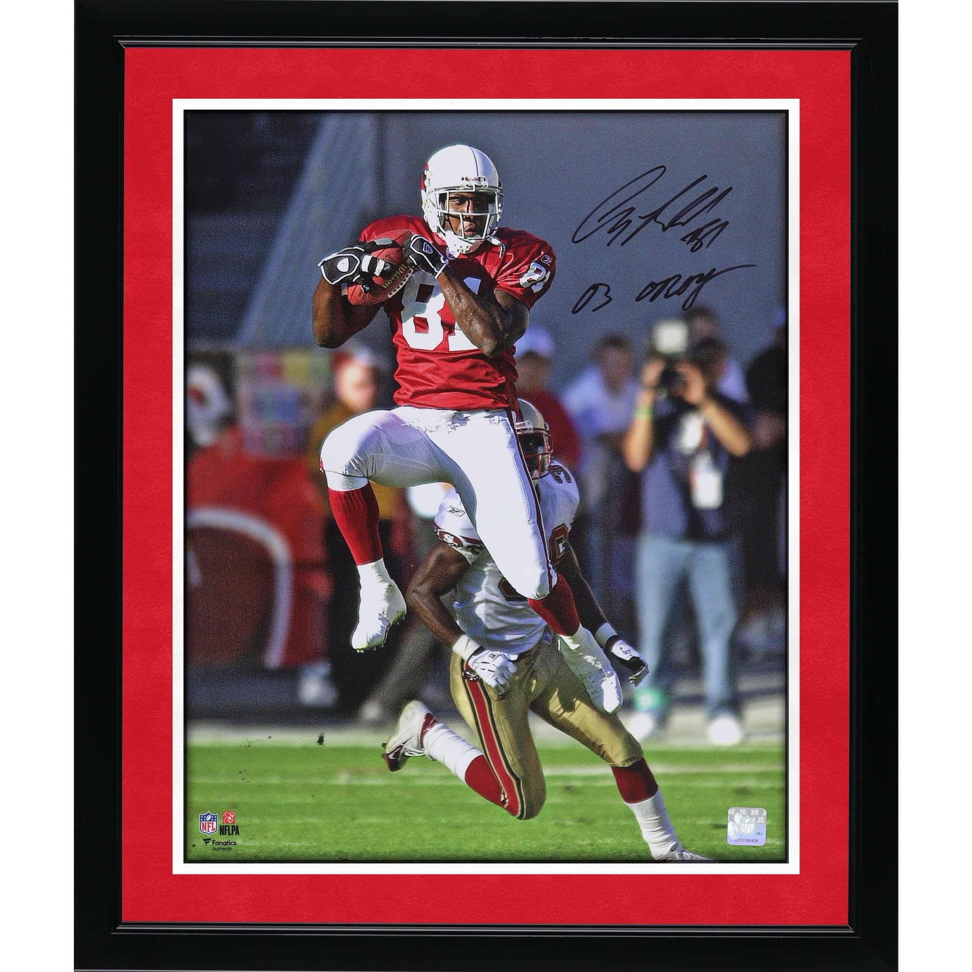 Anquan Boldin Arizona Cardinals Autographed 16" x 20" Jump Catch Vertical Photograph with "03 OROY" Inscription