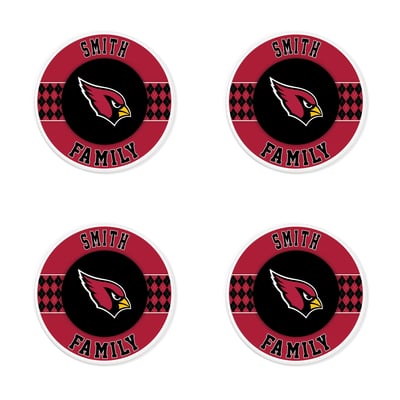 Arizona Cardinals 4" Personalized Circular Coasters 4-Pack Set