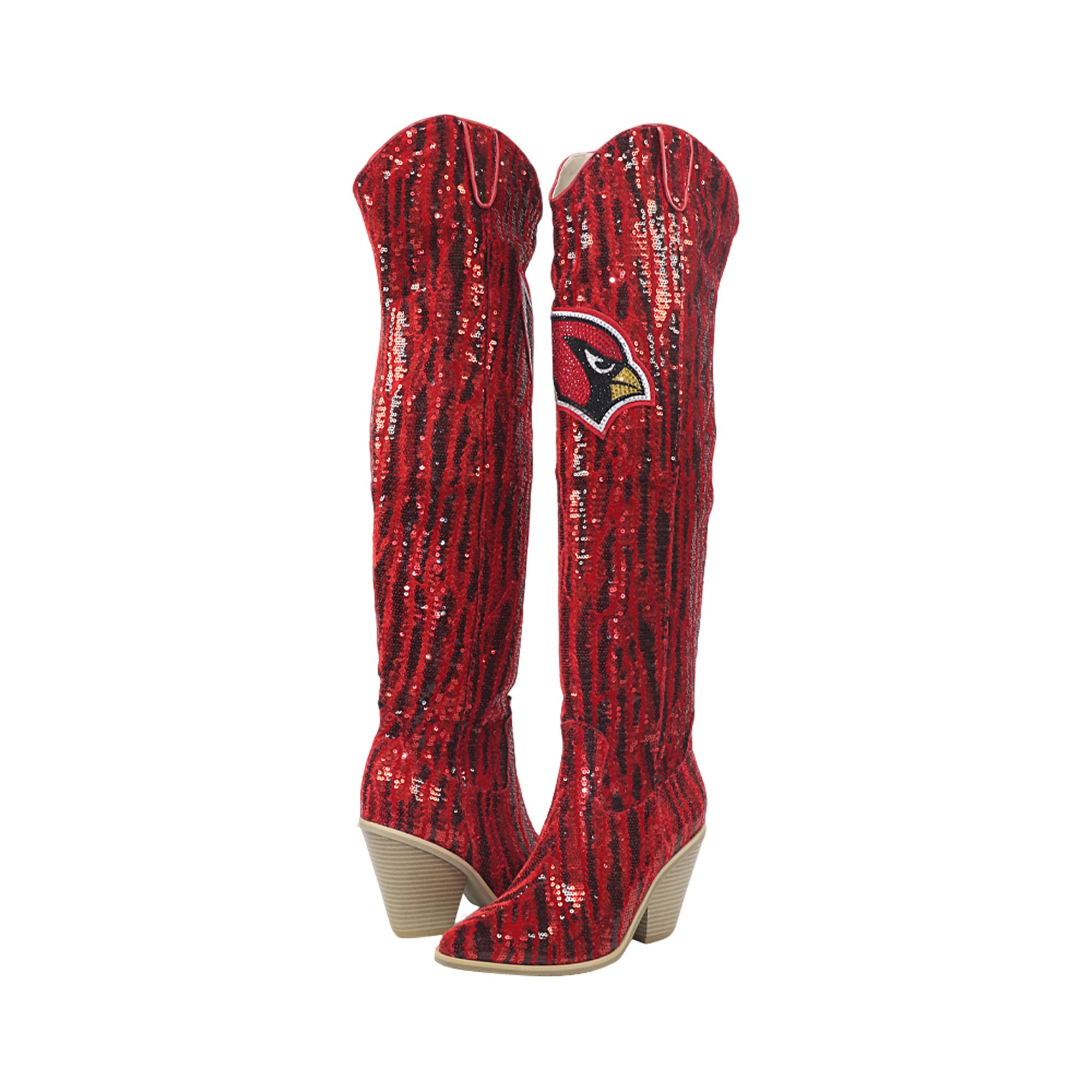 FABGATING by Cuce  Arizona Cardinals Over-the-Knee Two-Tone Sequin Boots