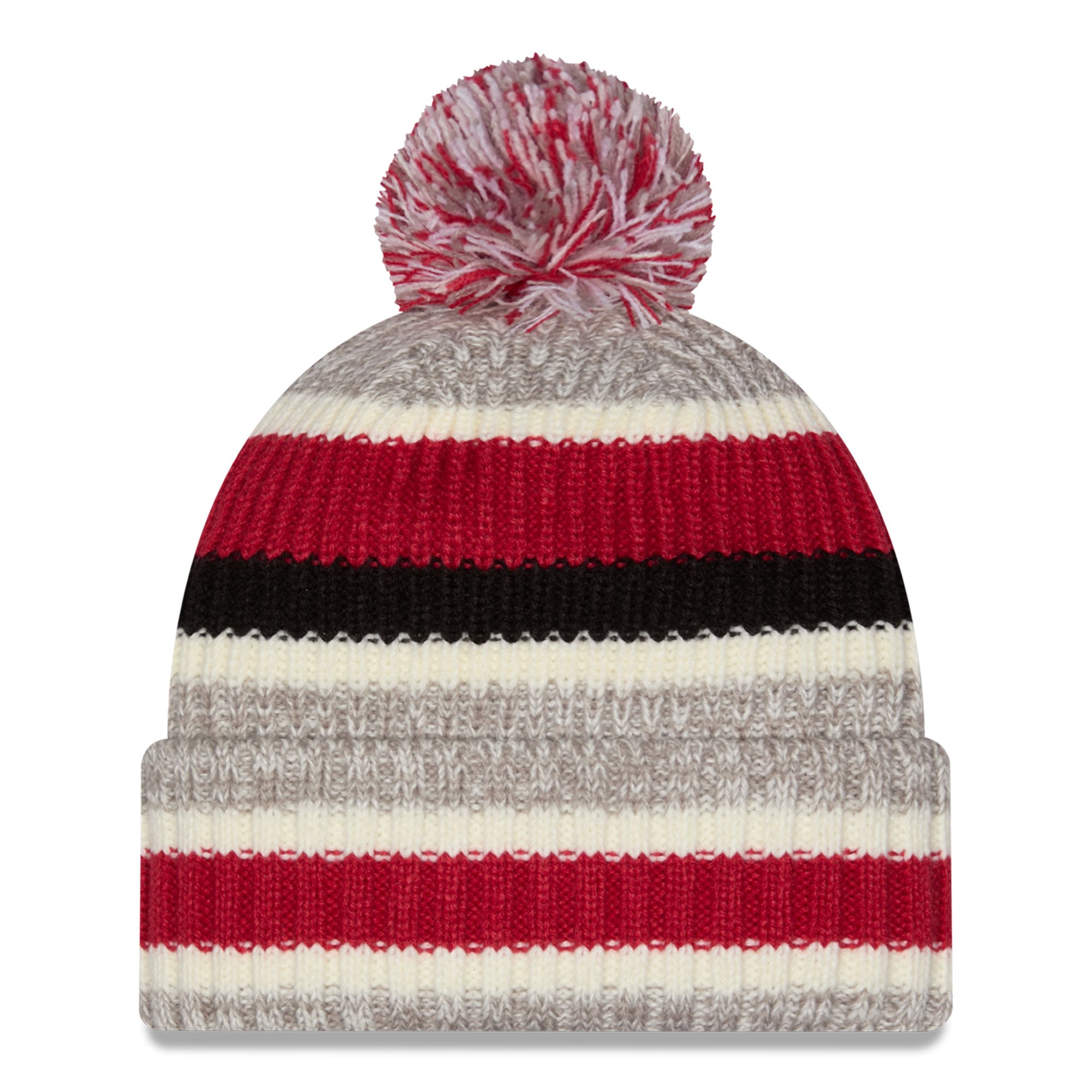 Bonnet à revers rayé Arizona Cardinals de New Era pour fille (couleurs cardinal et beige) avec pompon