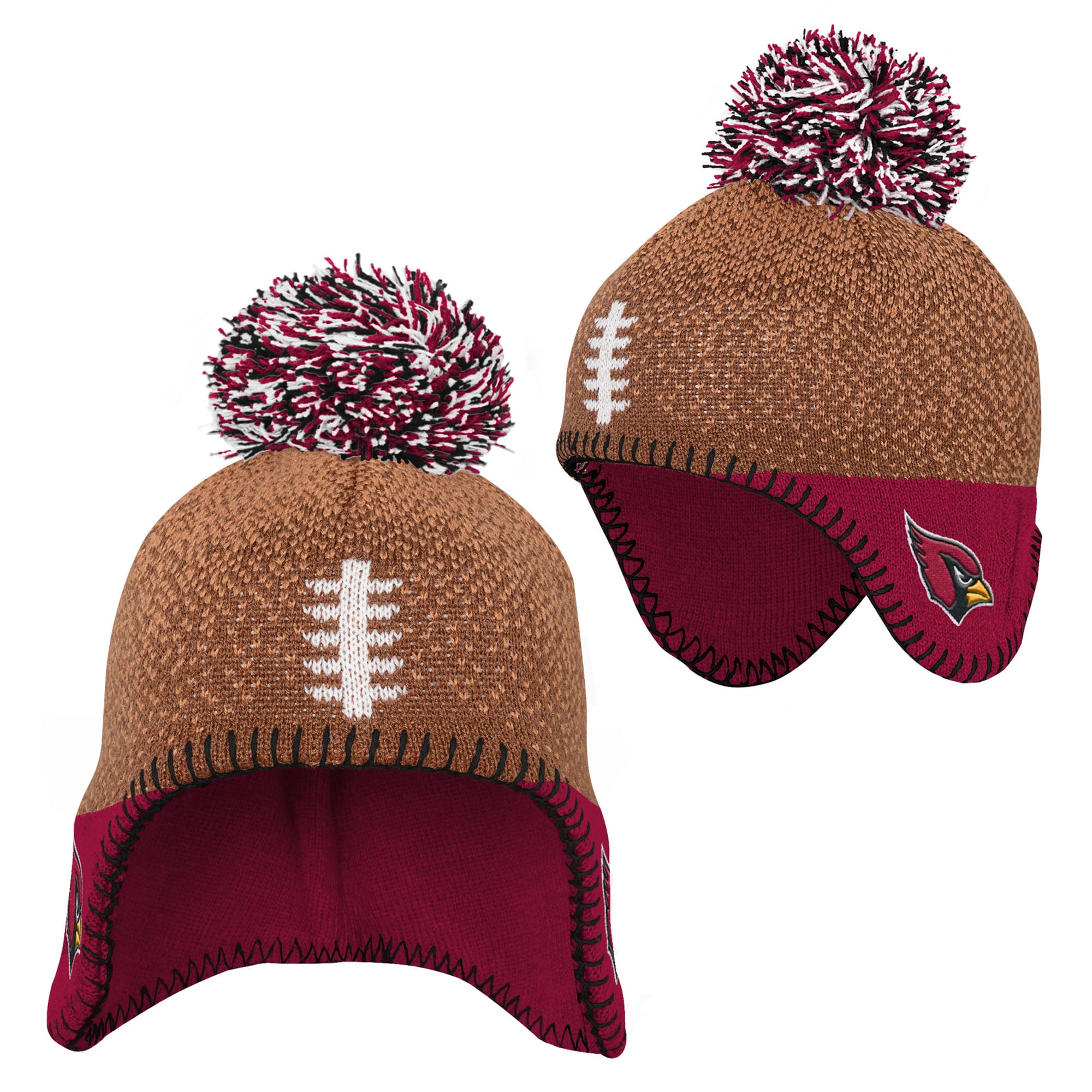 Bonnet tricoté pour bébé Outerstuff marron à l'effigie des Cardinals de l'Arizona, avec pompon