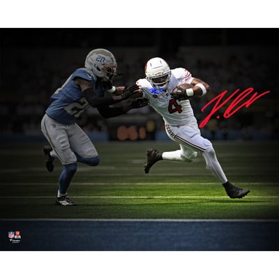 Jeremiyah Love Arizona Cardinals Autographed Fanatics Authentic 16" x 20" NFL Debut Stiff Arm Touchdown Spotlight Photograph