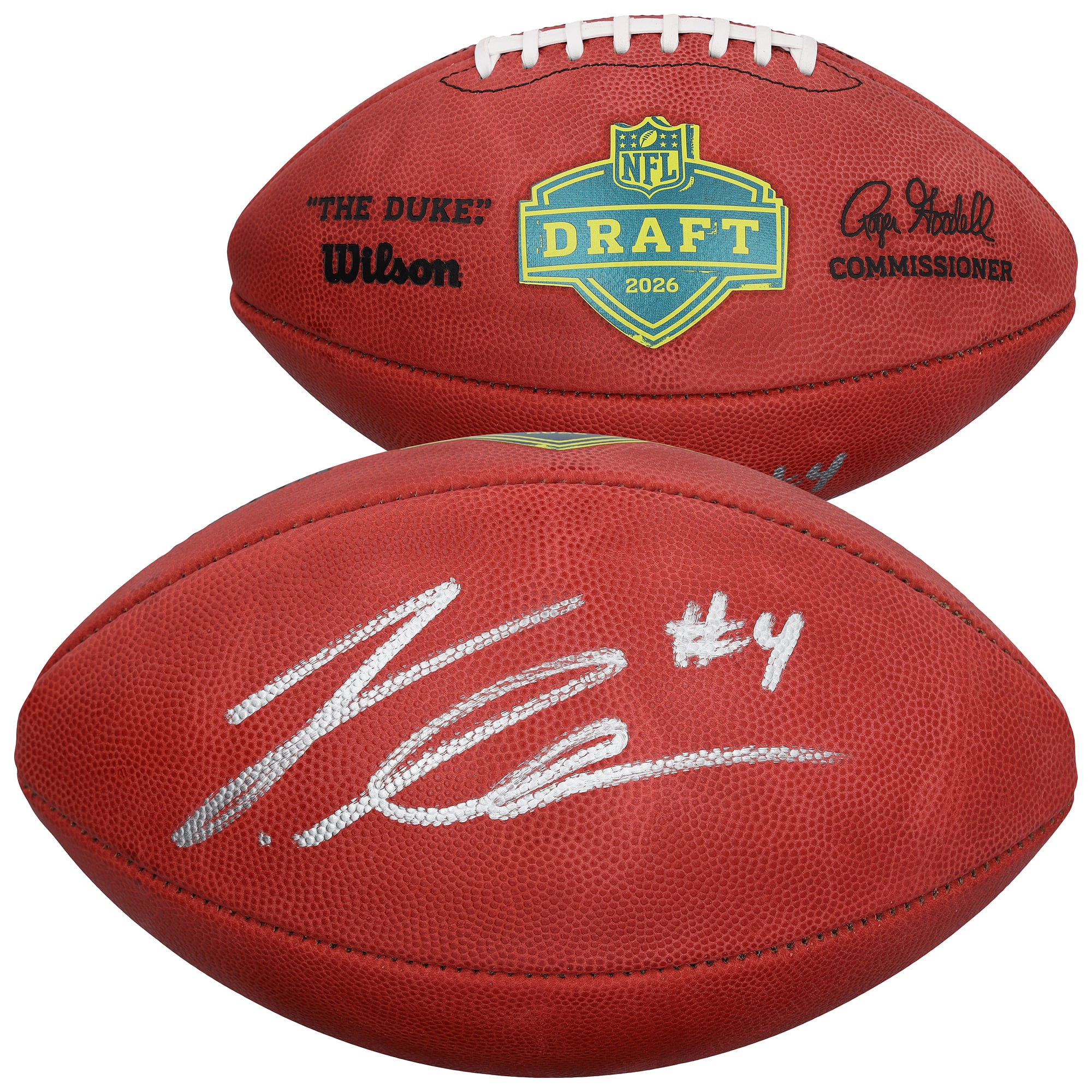 Ballon de football américain Wilson Duke Pro, autographié par Jeremiyah Love (Arizona Cardinals), draft NFL 2026.