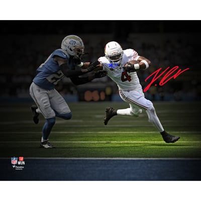Jeremiyah Love Arizona Cardinals Autographed Fanatics Authentic 8" x 10" NFL Debut Stiff Arm Touchdown Spotlight Photograph
