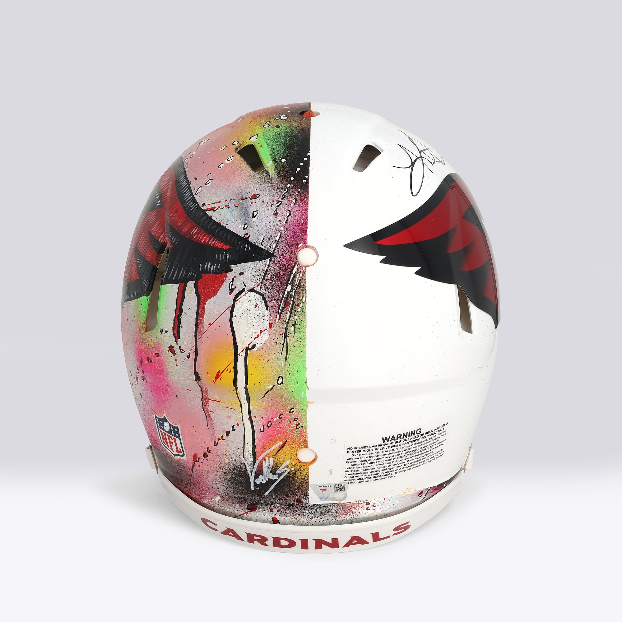 Casque Riddell Speed ​​Authentic autographié par Kurt Warner (Arizona Cardinals) avec inscription « HOF 17 » - Illustration de Shawn Voelker - NF70444449