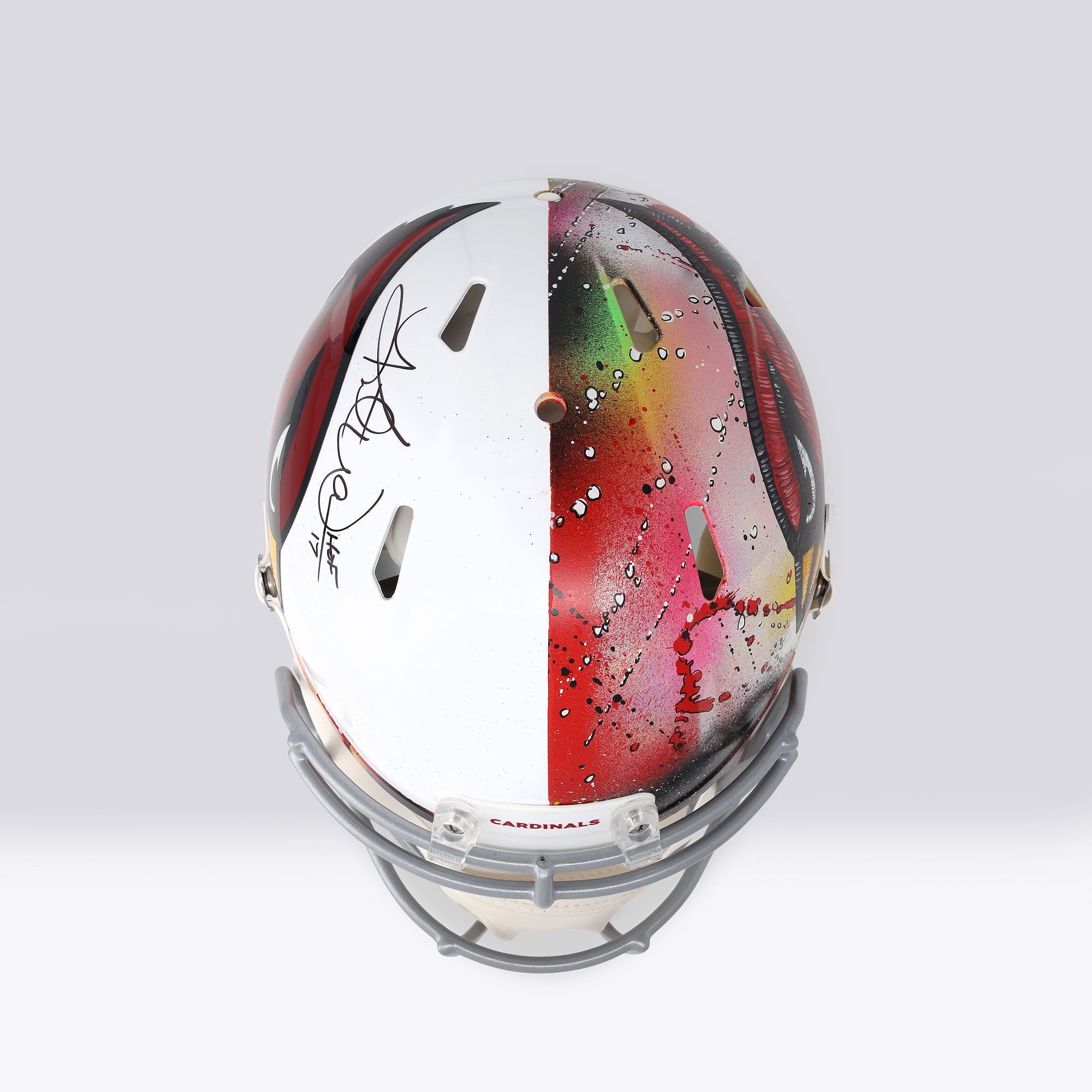 Casque Riddell Speed ​​Authentic autographié par Kurt Warner (Arizona Cardinals) avec inscription « HOF 17 » - Illustration de Shawn Voelker - NF70444449
