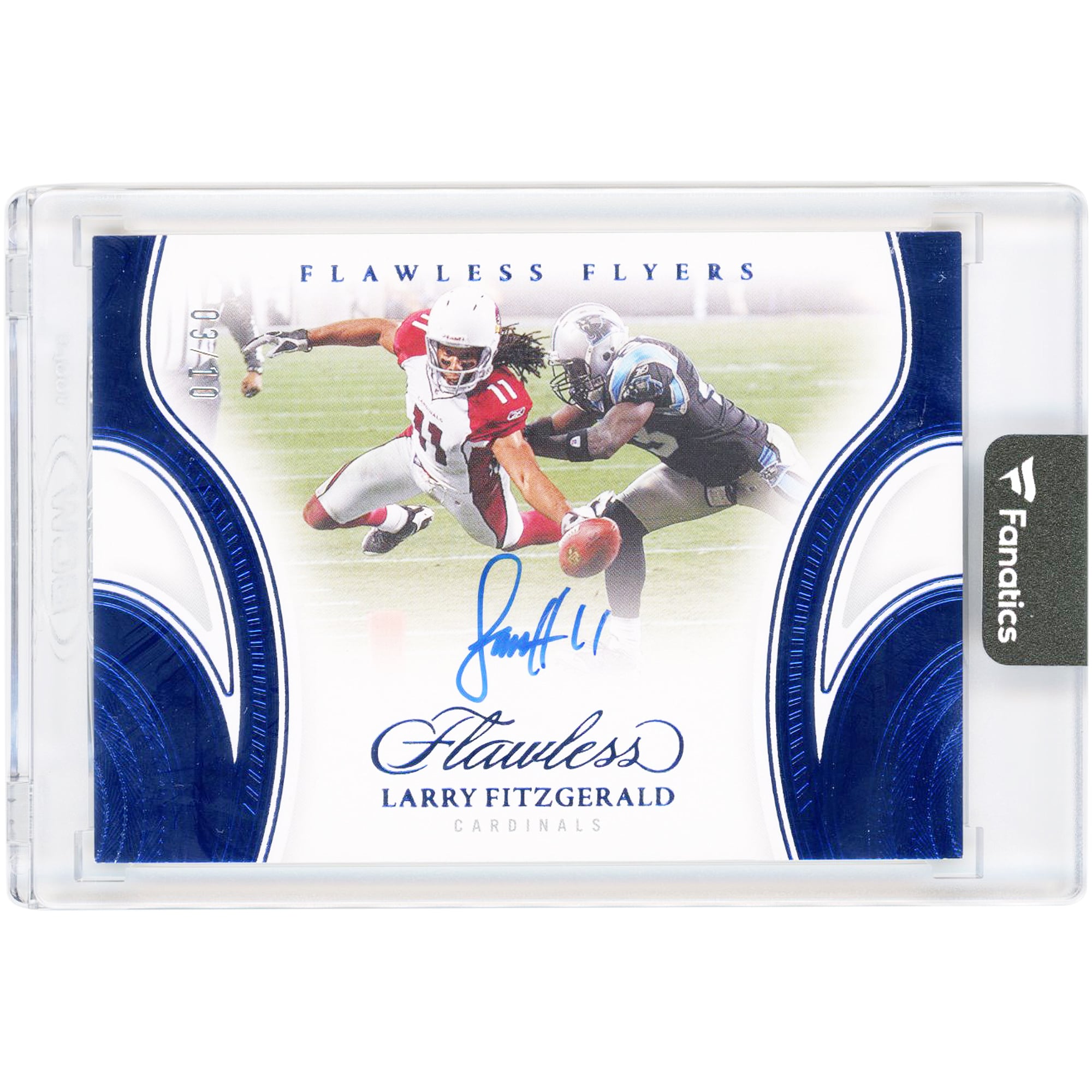 Carte autographiée de Larry Fitzgerald (Arizona Cardinals) - Collection Panini Flawless Flyers Sapphire 2025 #FF-LFD #3/10