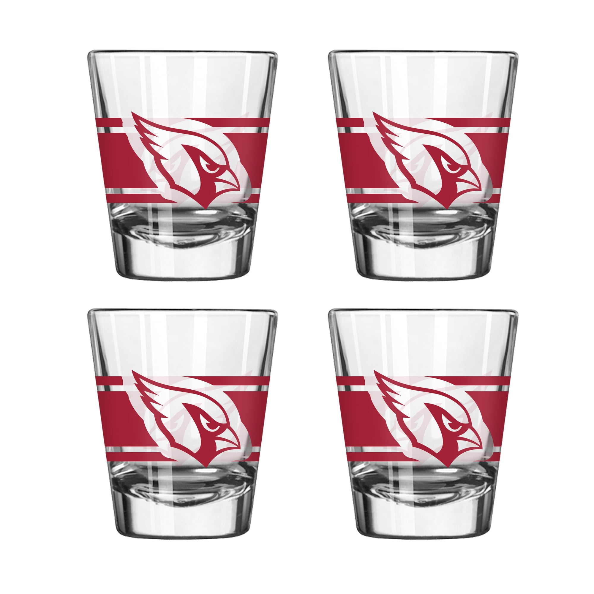 Ensemble de quatre verres à shot rayés Logo Brands Arizona Cardinals