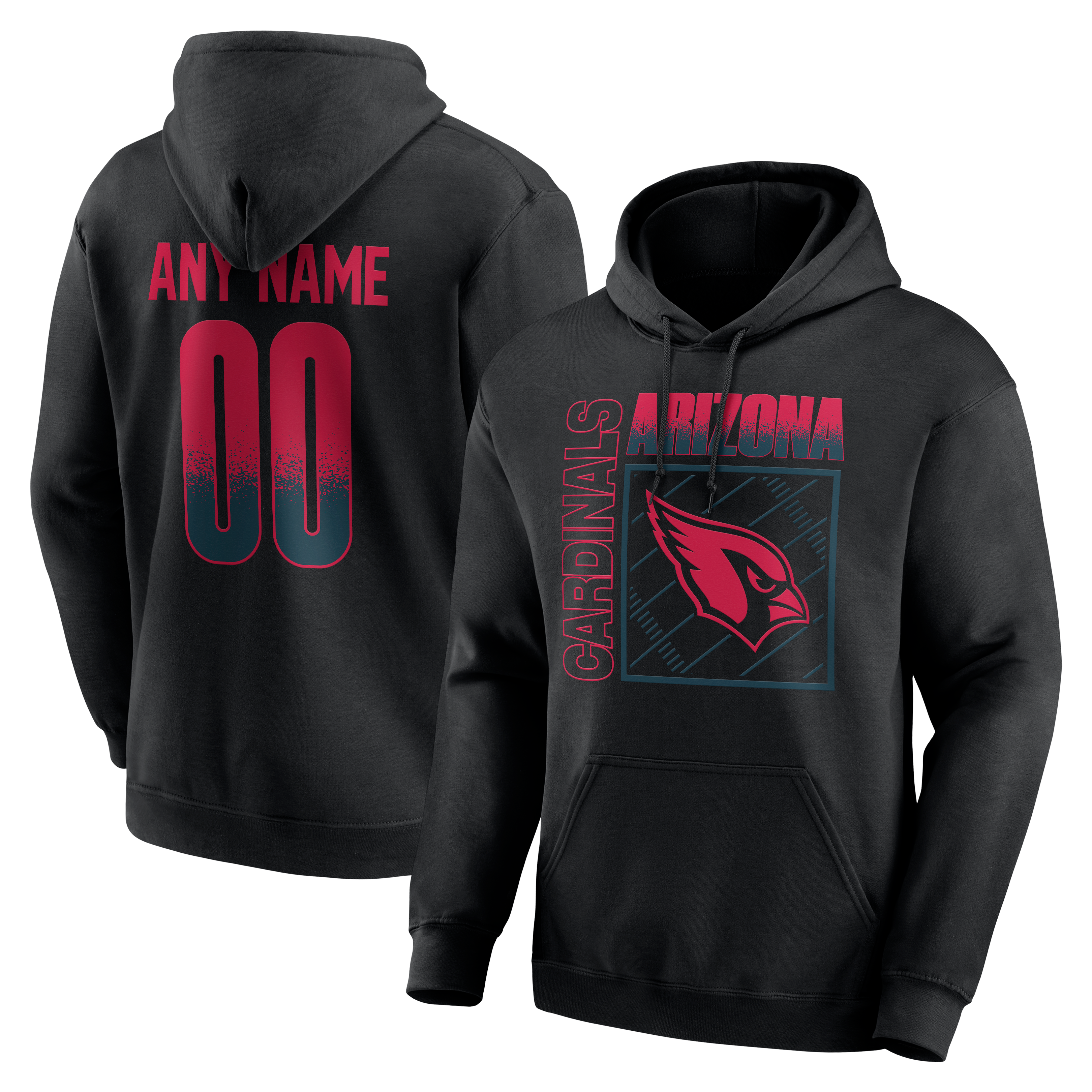 Men's Black Arizona Cardinals Home Field Pop Personalized Name & Number Hoodie
