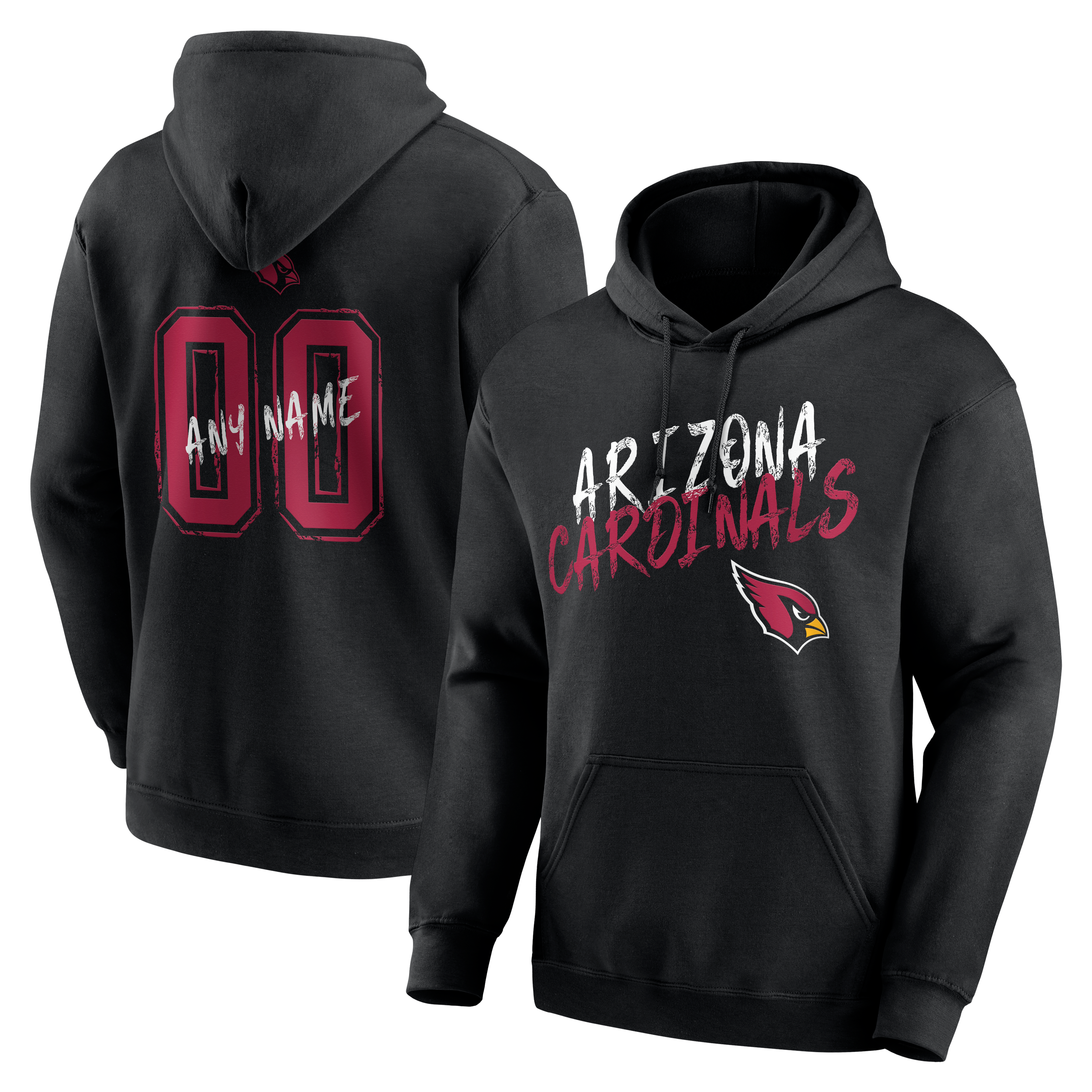Men's Black Arizona Cardinals Hustle Personalized Name & Number Hoodie