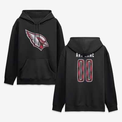 Arizona Cardinals  Metallic Mascot Personalized Name & Number Hoodie - Black