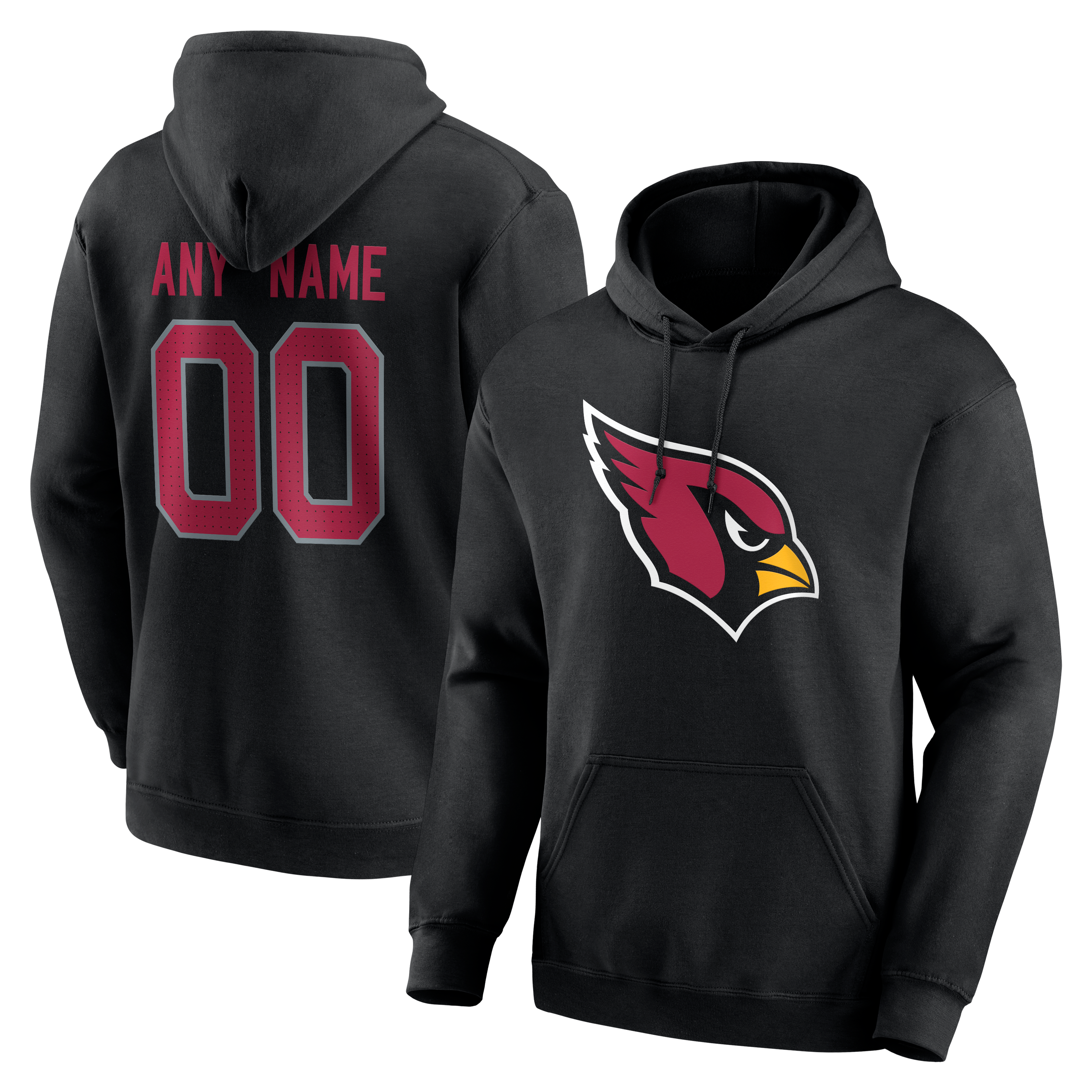 Men's Black Arizona Cardinals Team Authentic Personalized Name & Number Hoodie