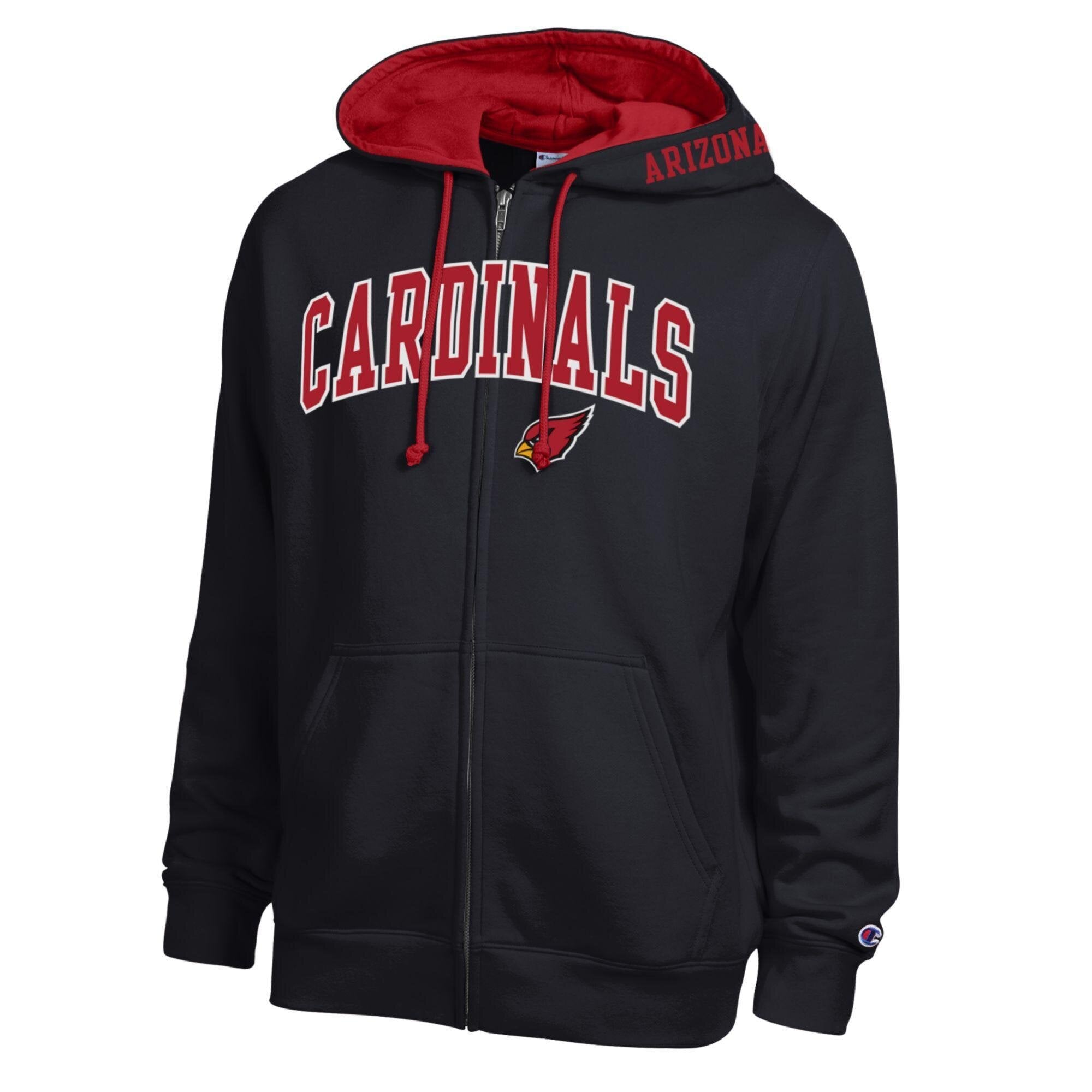 Sweat à capuche zippé Champion noir/rouge Arizona Cardinals pour homme
