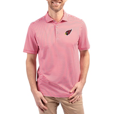 Arizona Cardinals Cutter & Buck Virtue Eco Pique Stripe Recycled Polo - Cardinal