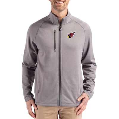 Arizona Cardinals Cutter & Buck Peshastin Eco Fleece Recycled Raglan Tri-Blend Full-Zip Jacket -  Heather Gray